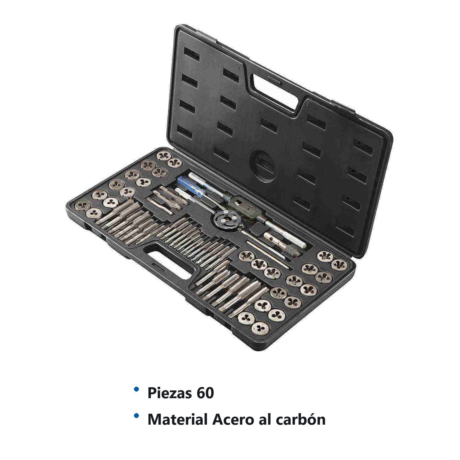 JGO.MACHUELOS Y DADOS 60 PCS.METRICA Y FRACC. ACERO AL CARBON - Imagen 3