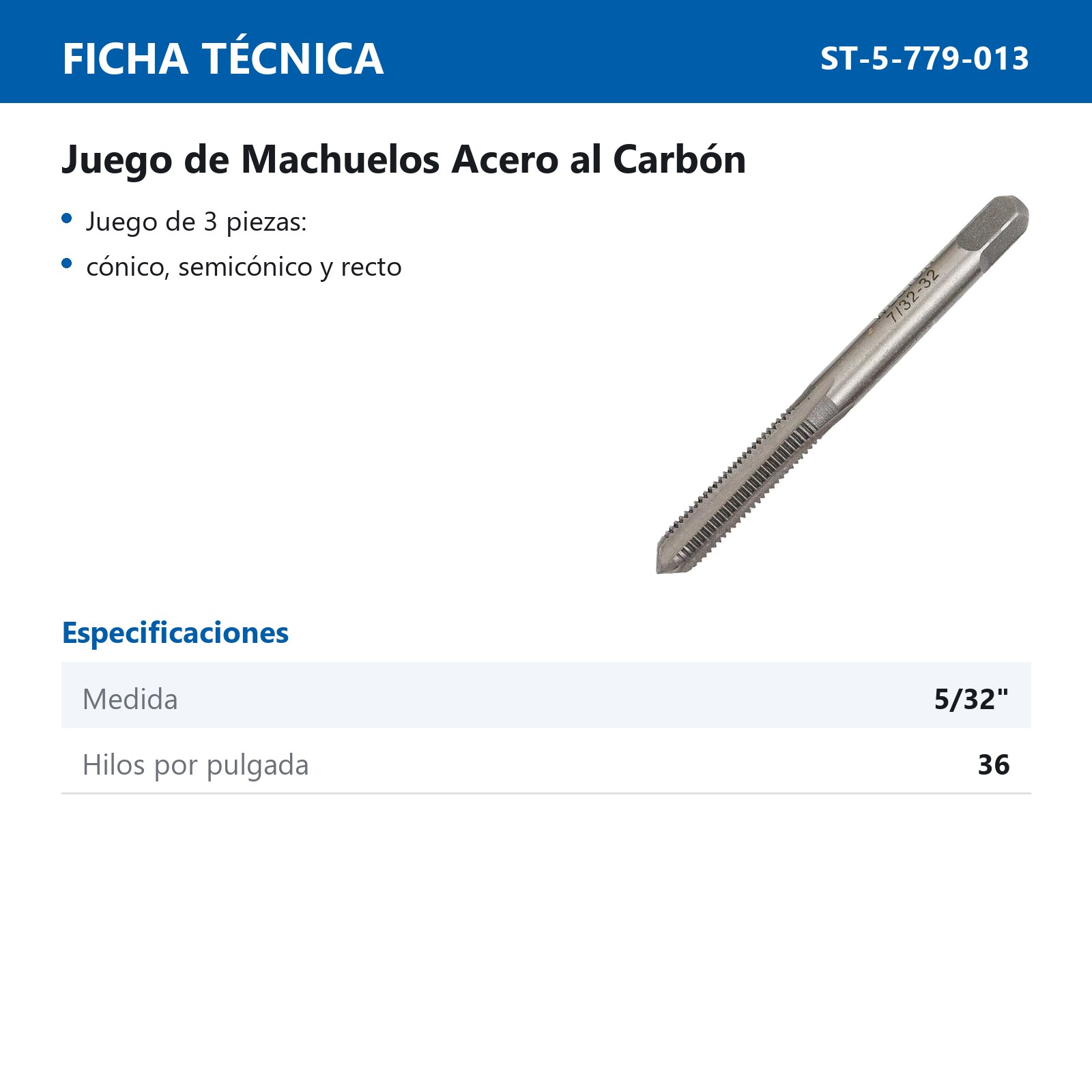JGO. MACHUELO 5/32" X 36 A.C. - Imagen 3