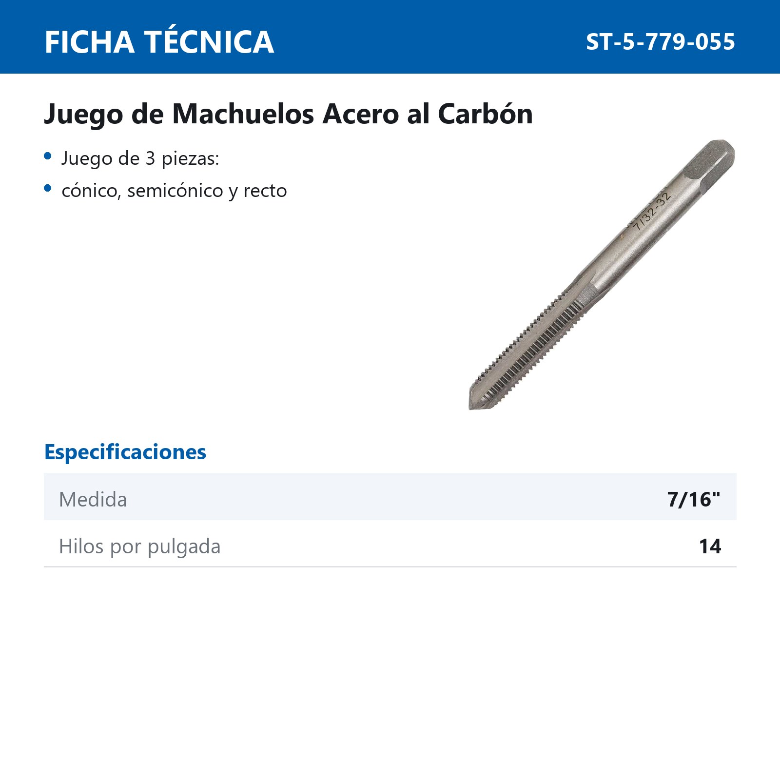 JGO. MACHUELO 7/16" X 14 A.C. - Imagen 3