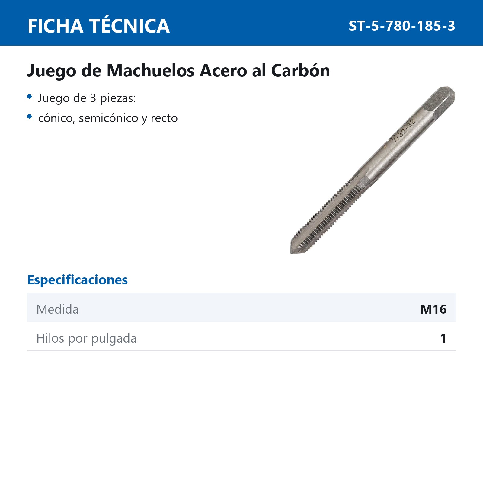 JGO. MACHUELO M16.0 X 1.0 A.C. - Imagen 3
