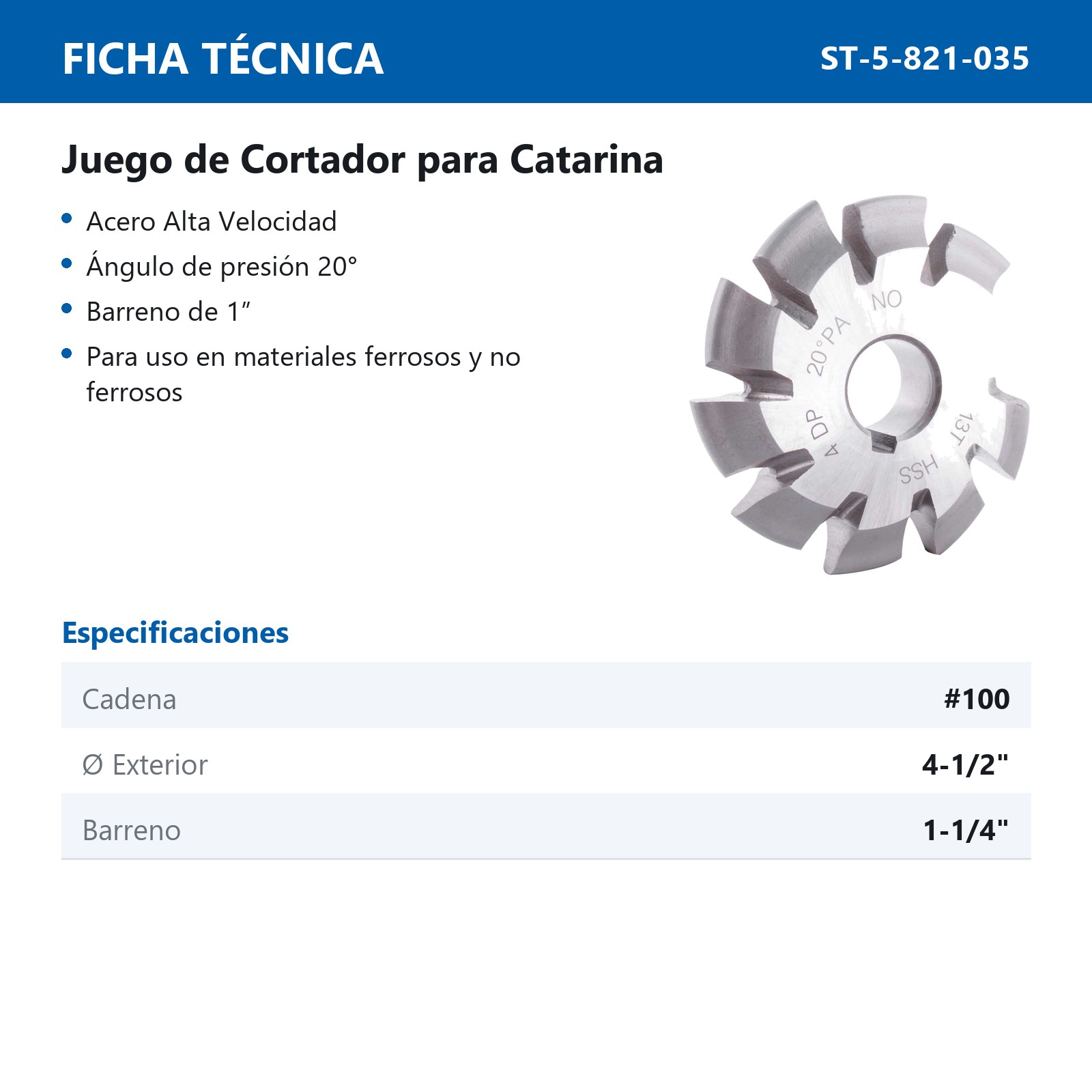 CORTADOR P/CATARINA #100 A.V. (JGO 5 PZAS) - Imagen 2