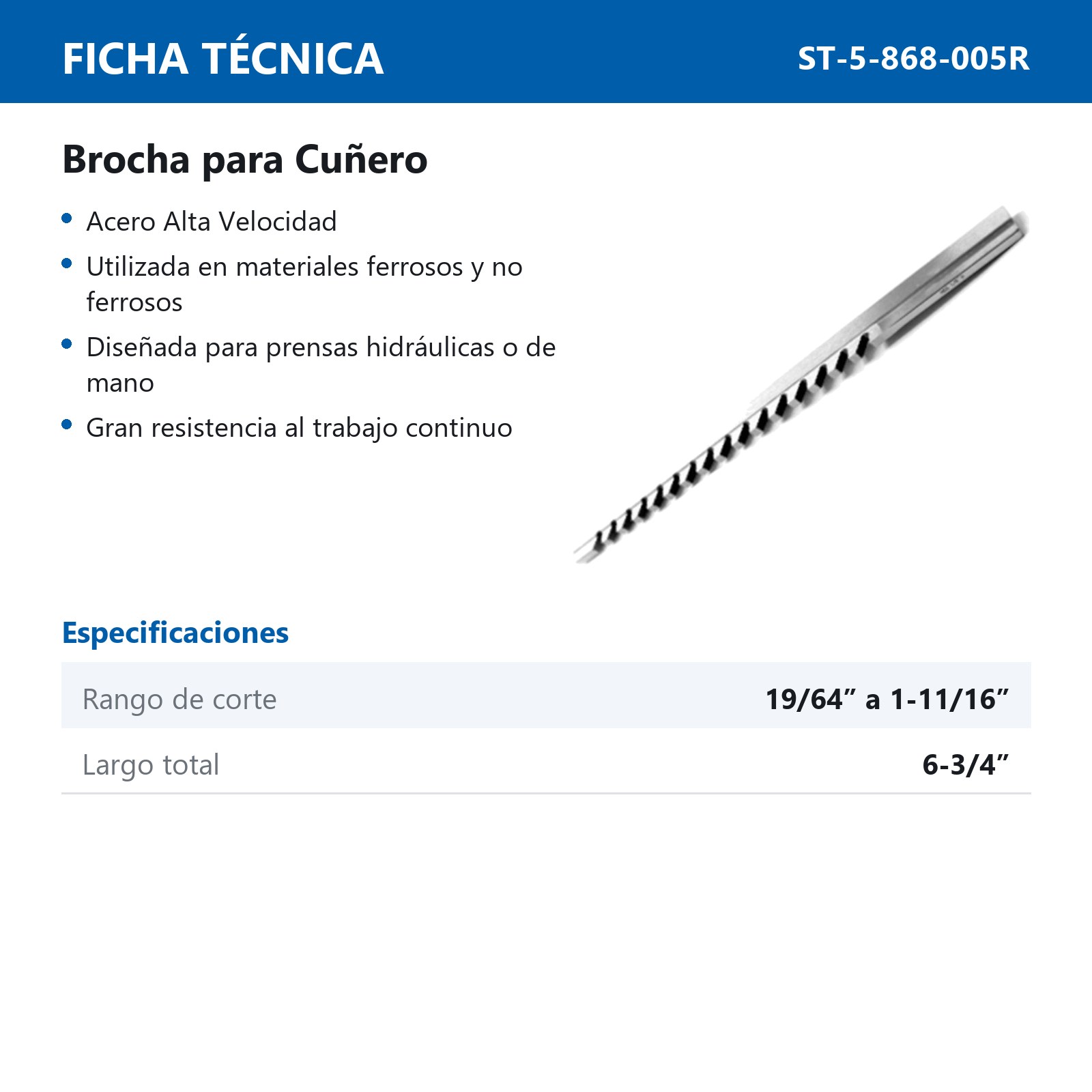 BROCHA PARA CUÑERO 1/8"-B A.V. - Imagen 2
