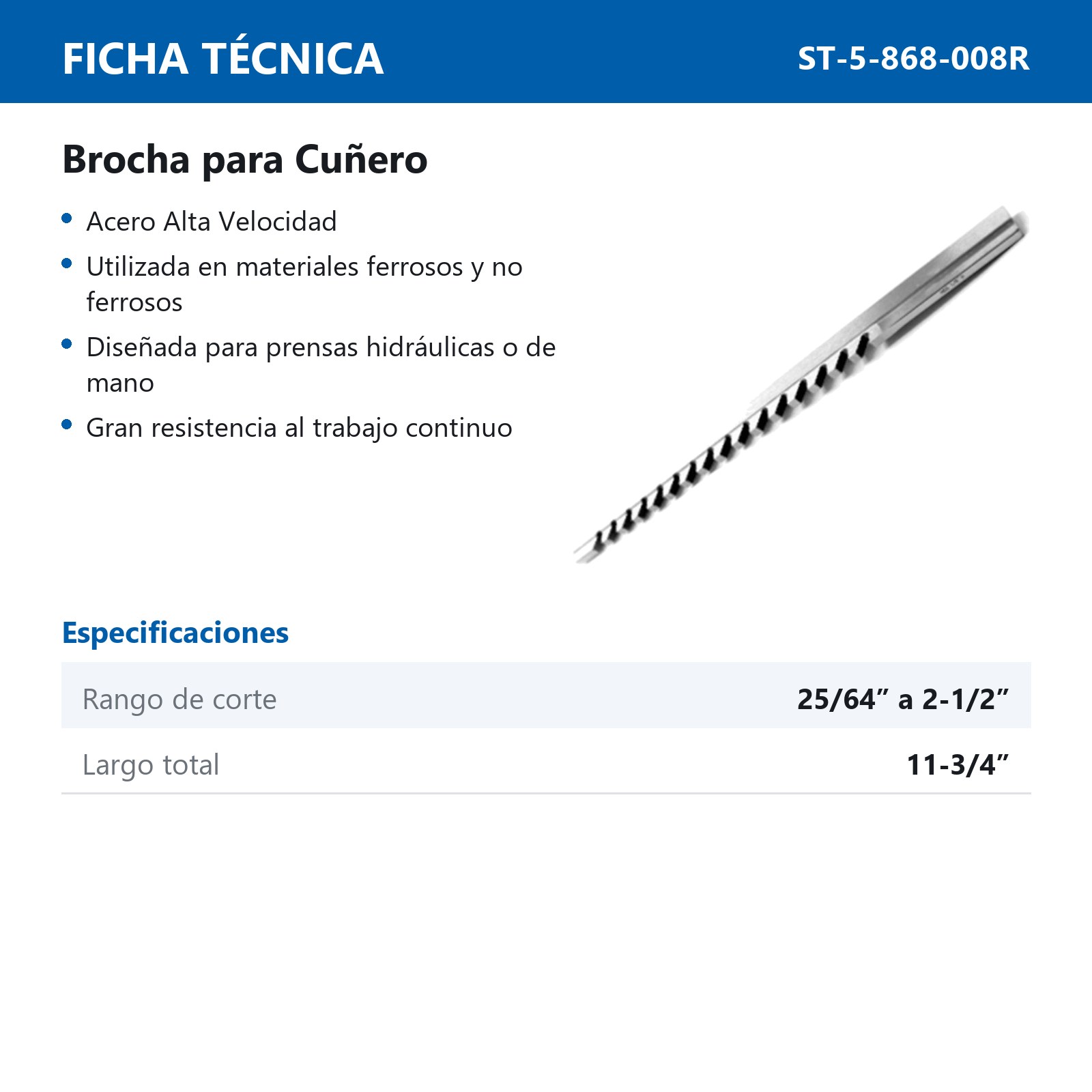 BROCHA PARA CUÑERO 3/16"-C AAV - Imagen 2