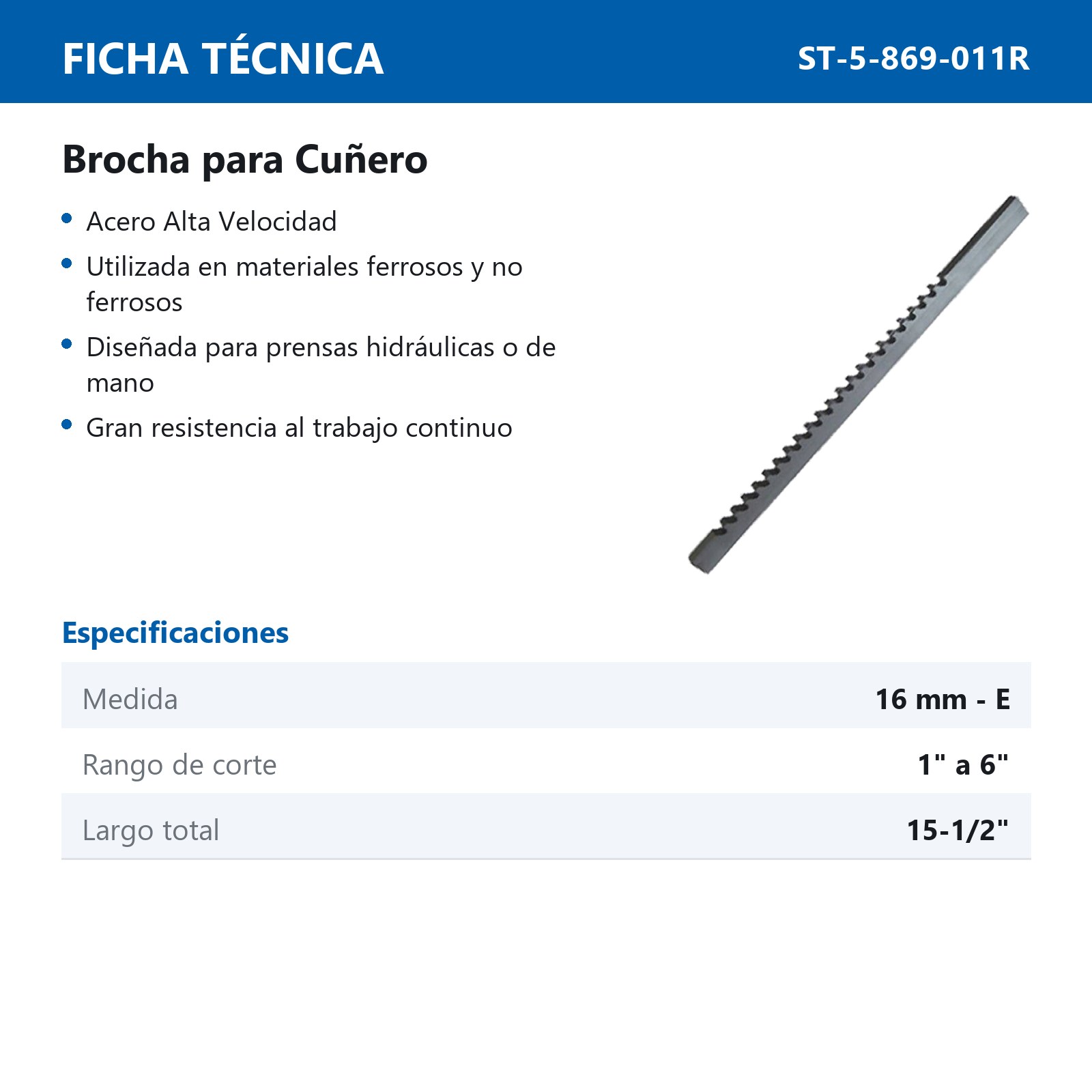 BROCHA PARA CUÑERO 16MM-E A.V. - Imagen 2