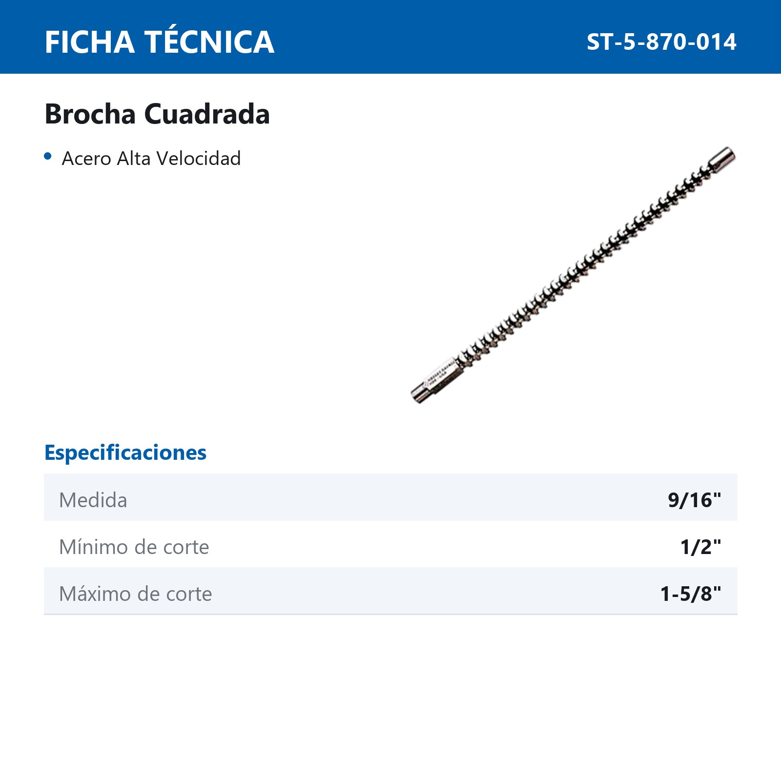 BROCHA CUADRADA 9/16" A.V. - Imagen 2