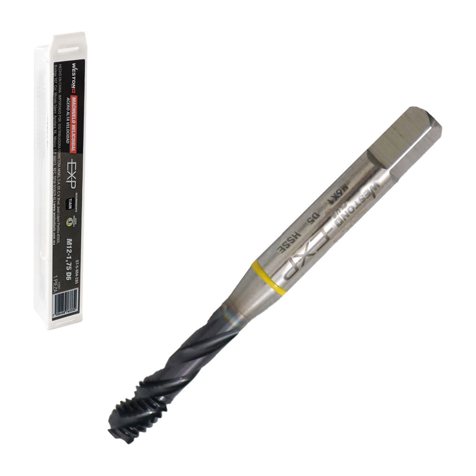 Machuelo Helicoidal con Recubrimiento TiALN M12-1.75 para Acero Inoxidable EX-P
