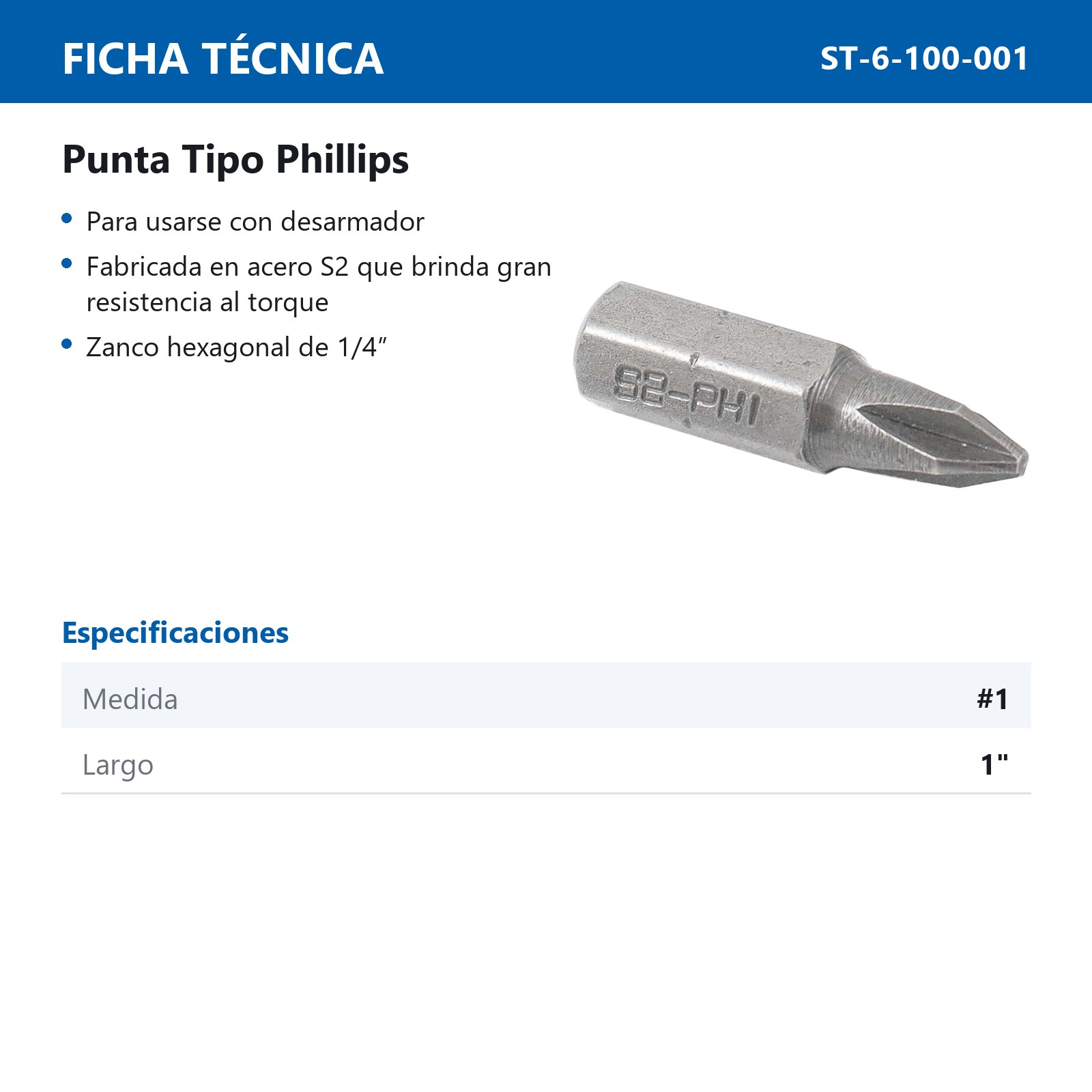PUNTA P/DES.PHILIPS 1X1" (PRECIO POR PIEZA, EMPAQUE CJA C/60 PZS) - Imagen 4