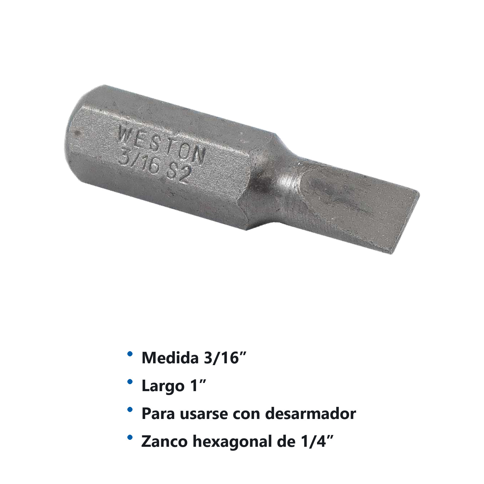 PUNTA PLANA P/DES.3/16 X 1" (PRECIO POR PIEZA, EMPAQUE CJA C/60 PZS) - Imagen 3