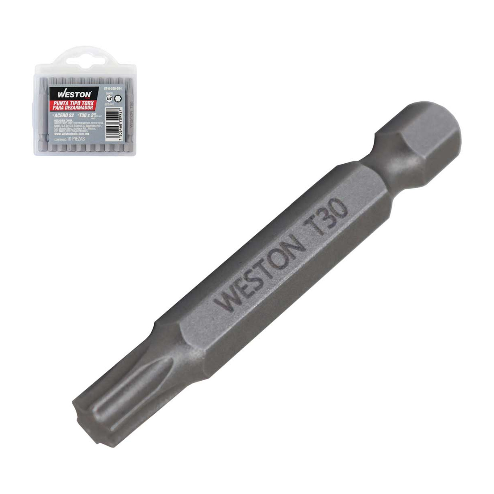 Punta Torx T30 x 2" Weston (Paquete de 10 piezas)