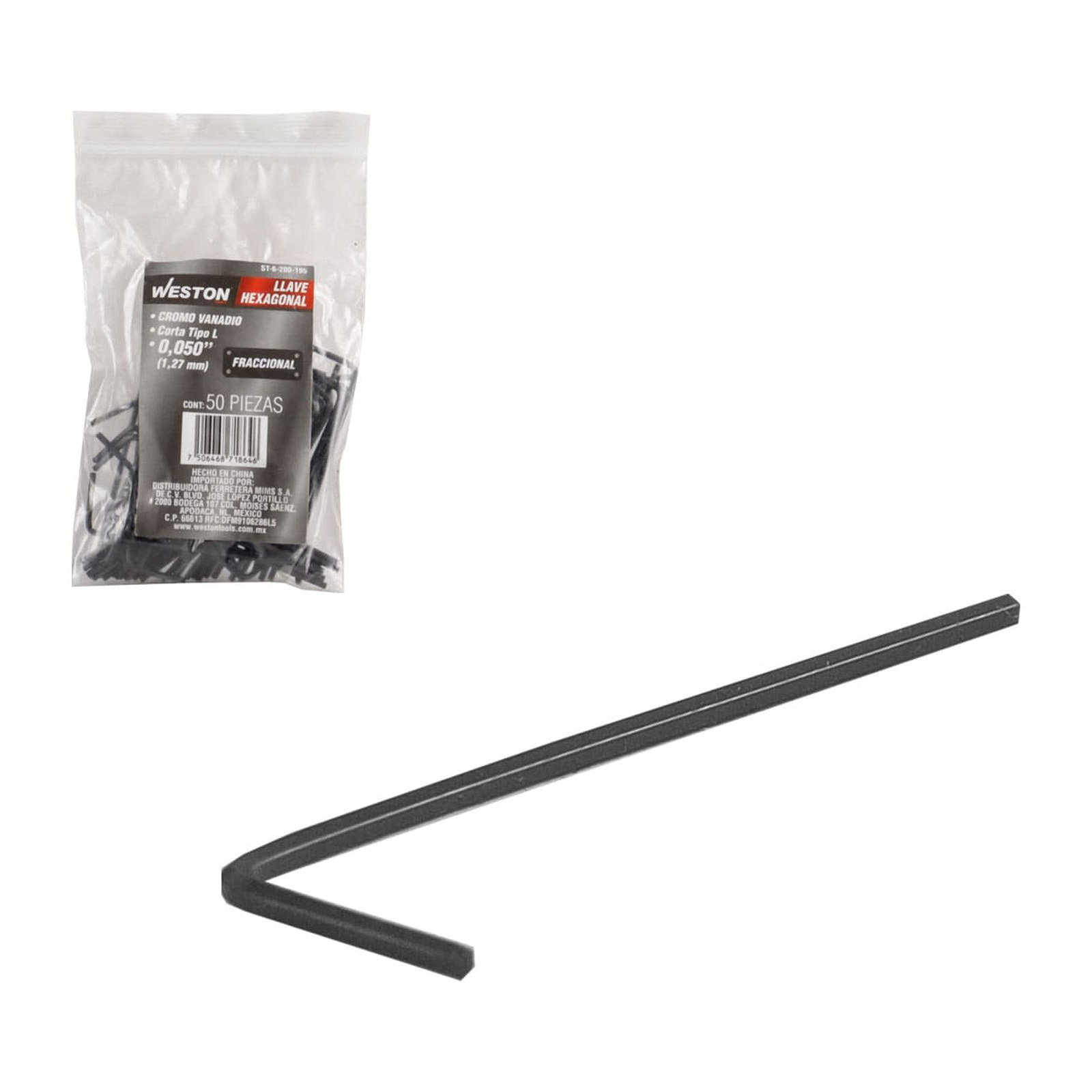 Llave Hexagonal L Corta .050" Weston