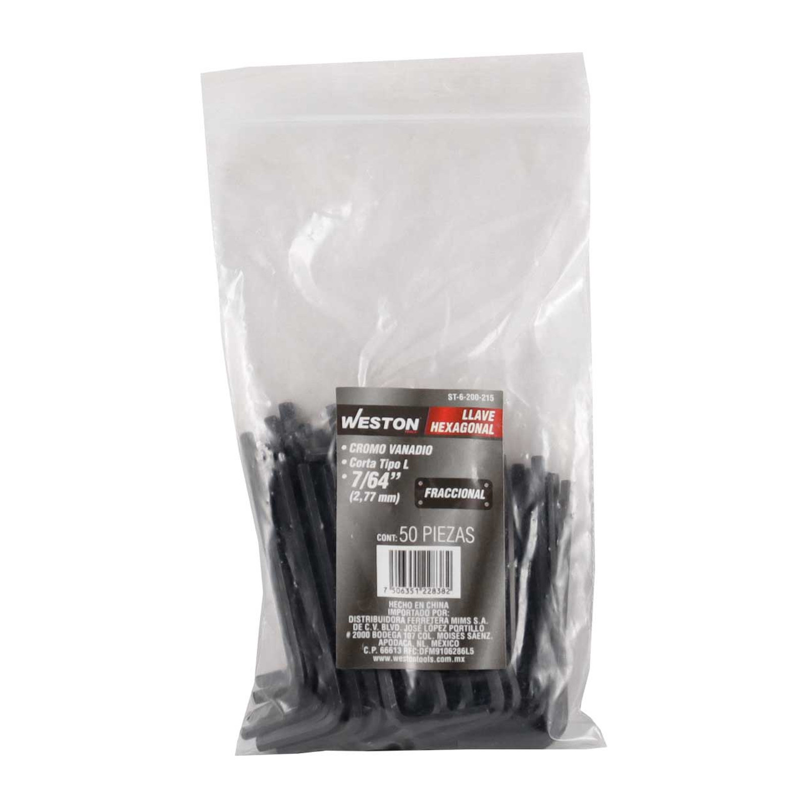 LLAVE HEXAGONAL L CORTA CrV  7/64"  (PRECIO X PZA - EMPAQUE C/50 PZAS) - Imagen 2