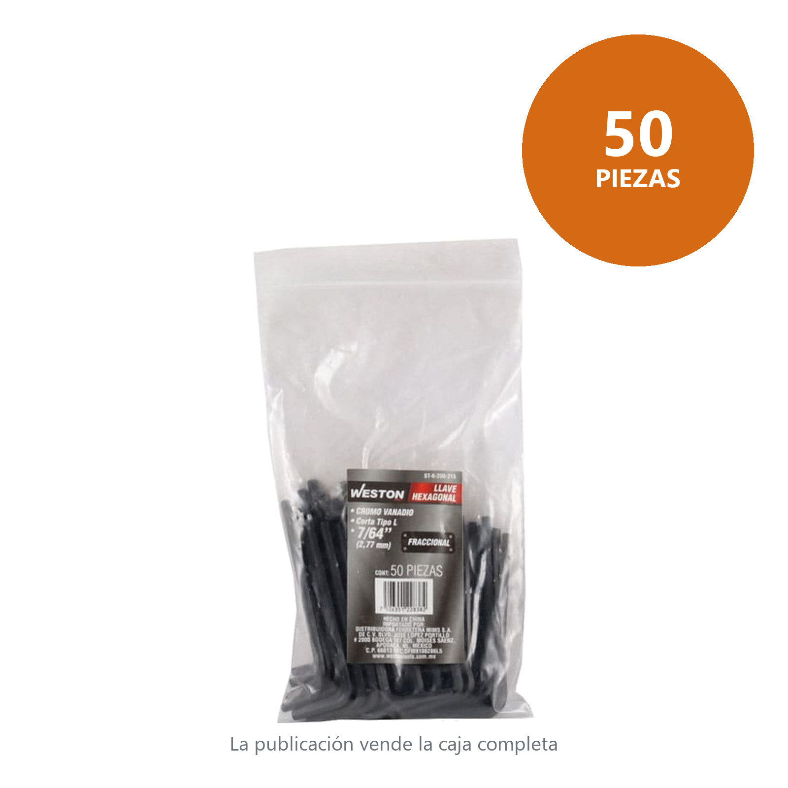 LLAVE HEXAGONAL L CORTA CrV  7/64"  (PRECIO X PZA - EMPAQUE C/50 PZAS) - Imagen 3