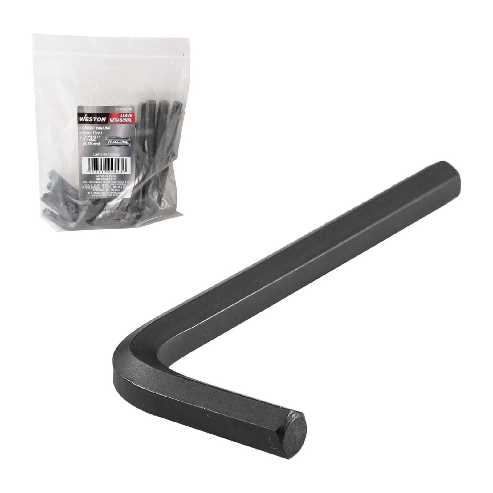 Llave Hexagonal L Corta CrV 7/32" Weston