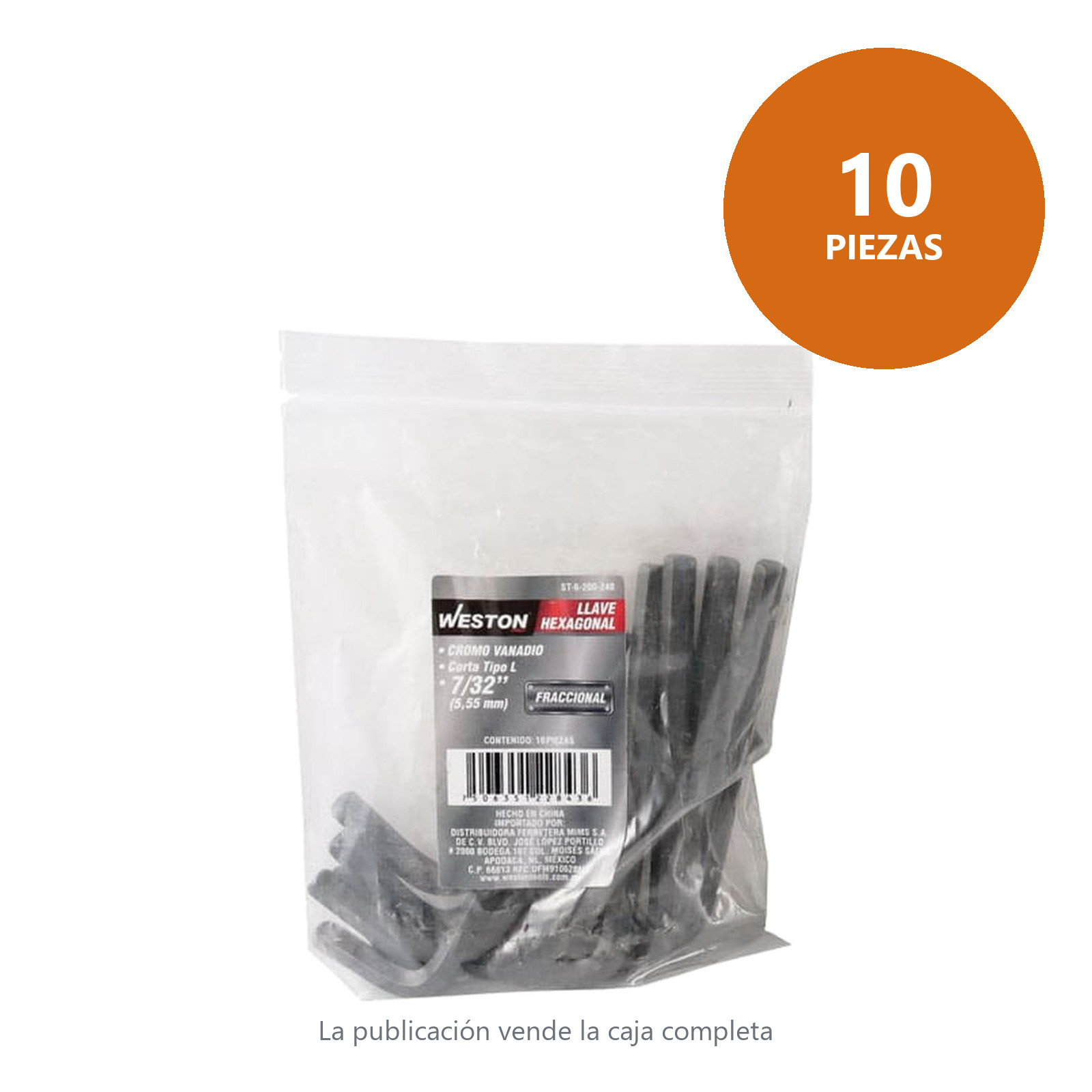 LLAVE HEXAGONAL L CORTA CrV  7/32"  (PRECIO X PZA - EMPAQUE C/10 PZAS) - Imagen 3
