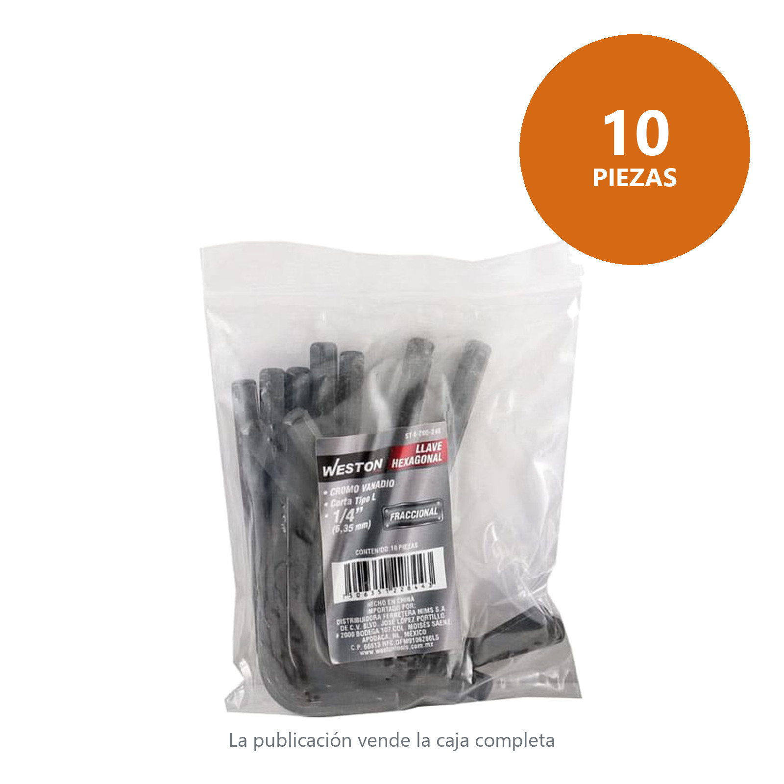 LLAVE HEXAGONAL L CORTA CrV  1/4"  (PRECIO X PZA - EMPAQUE C/10 PZAS) - Imagen 3