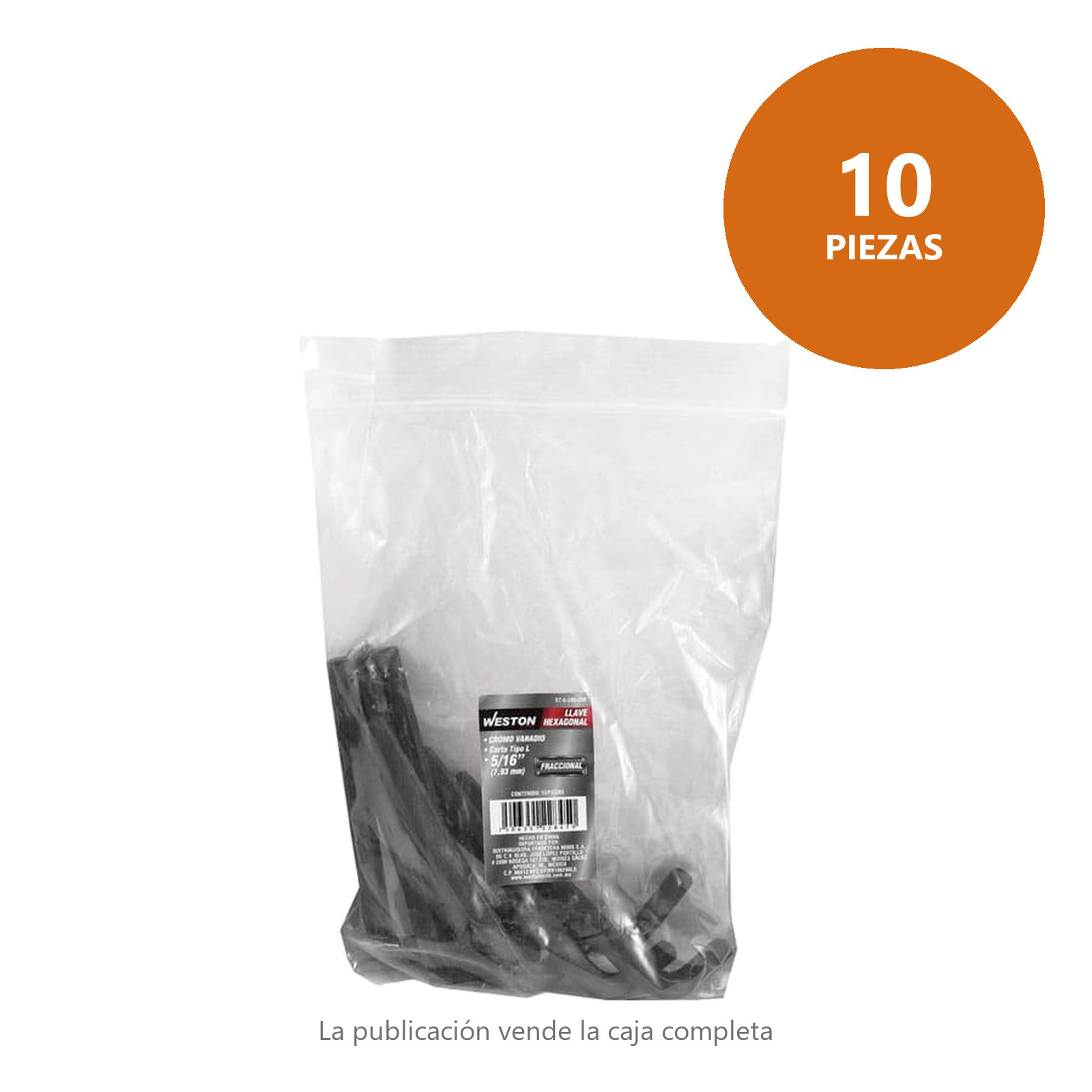 LLAVE HEXAGONAL L CORTA CrV  5/16"  (PRECIO X PZA - EMPAQUE C/10 PZAS) - Imagen 3