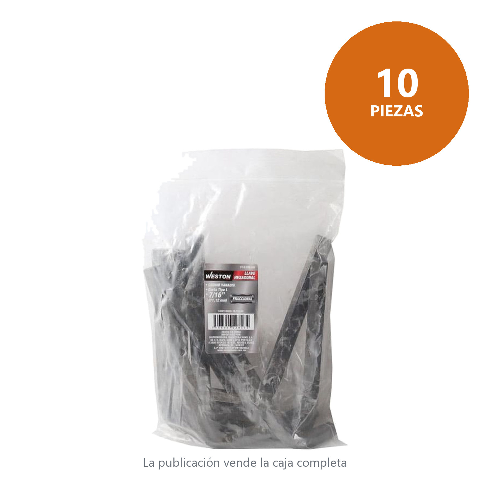 LLAVE HEXAGONAL L CORTA CrV  7/16"  (PRECIO X PZA - EMPAQUE C/10 PZAS) - Imagen 3