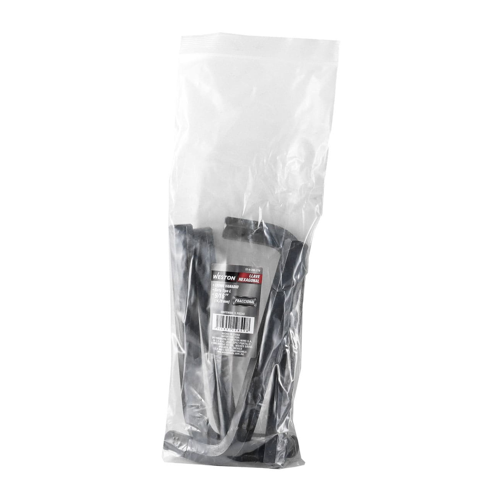 LLAVE HEXAGONAL L CORTA CrV  9/16"  (PRECIO X PZA - EMPAQUE C/5 PZAS) - Imagen 2
