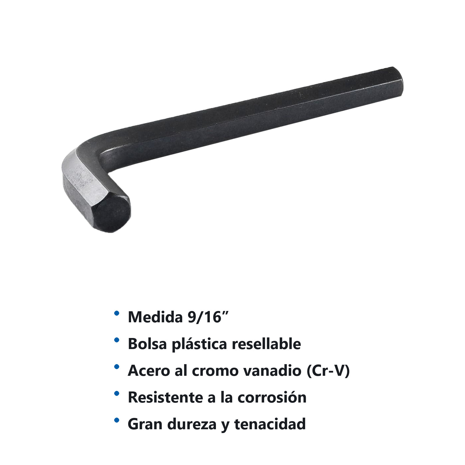LLAVE HEXAGONAL L CORTA CrV  9/16"  (PRECIO X PZA - EMPAQUE C/5 PZAS) - Imagen 4