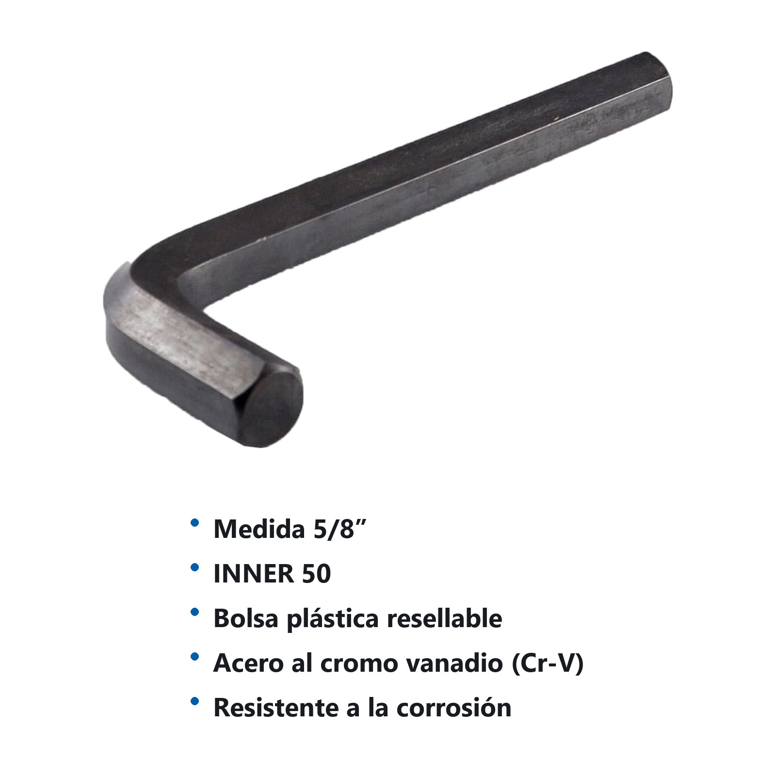 LLAVE HEXAGONAL L CORTA CrV  5/8"  (PRECIO X PZA - EMPAQUE C/5 PZAS) - Imagen 4