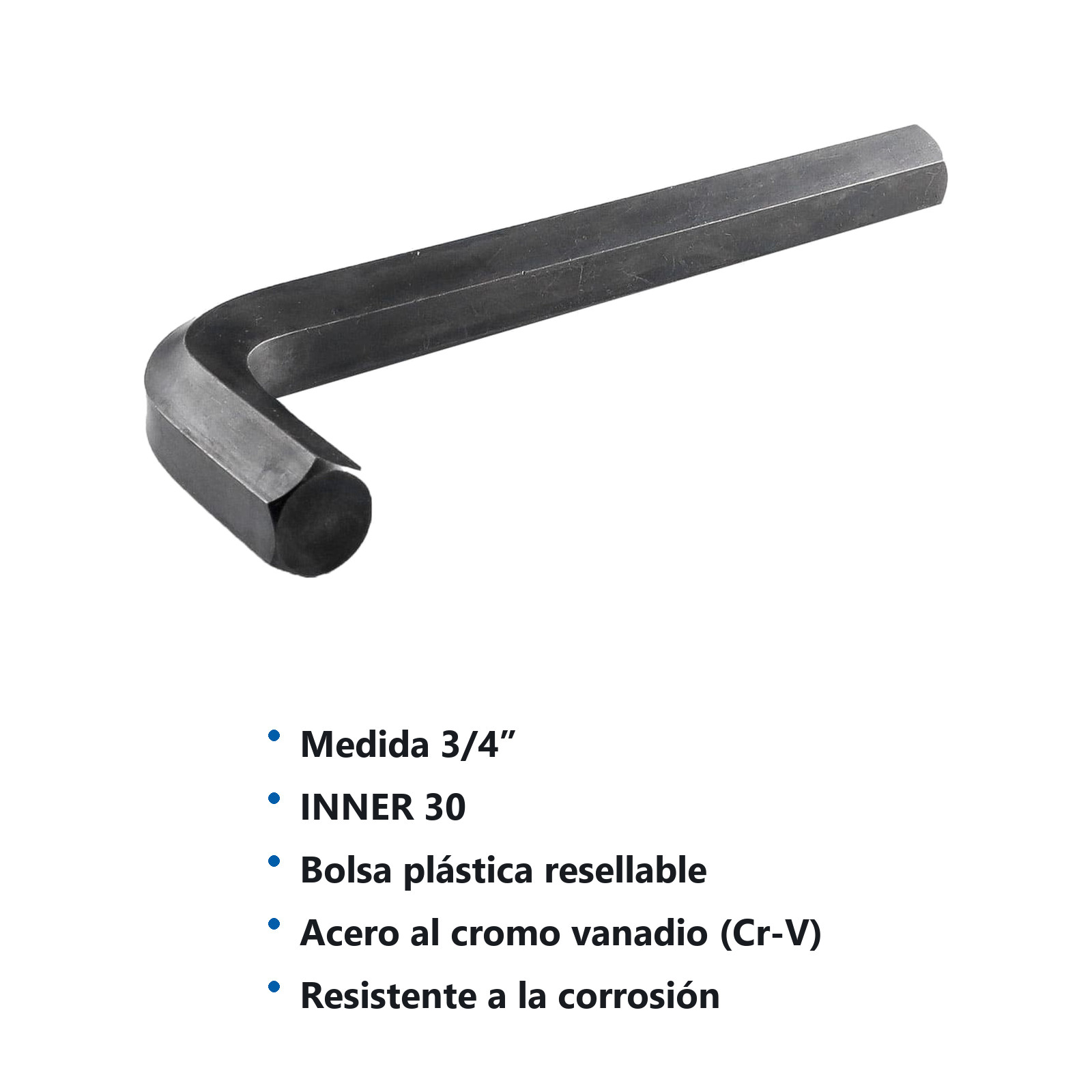 LLAVE HEXAGONAL L CORTA CrV  3/4"  (PRECIO X PZA - EMPAQUE C/5 PZAS) - Imagen 4