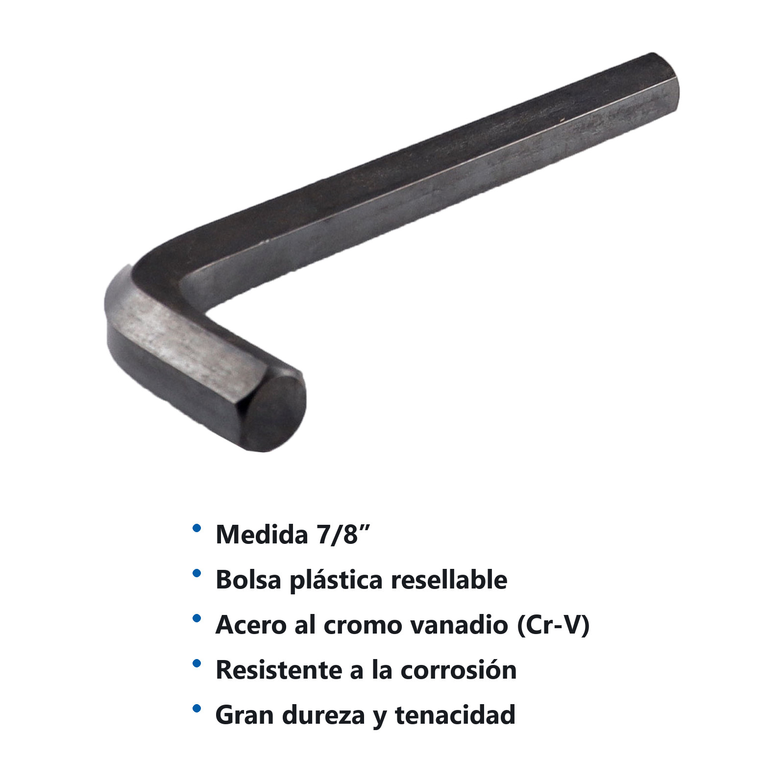 LLAVE HEXAGONAL L CORTA CrV  7/8"  (PRECIO X PZA - EMPAQUE C/1 PZA) - Imagen 3