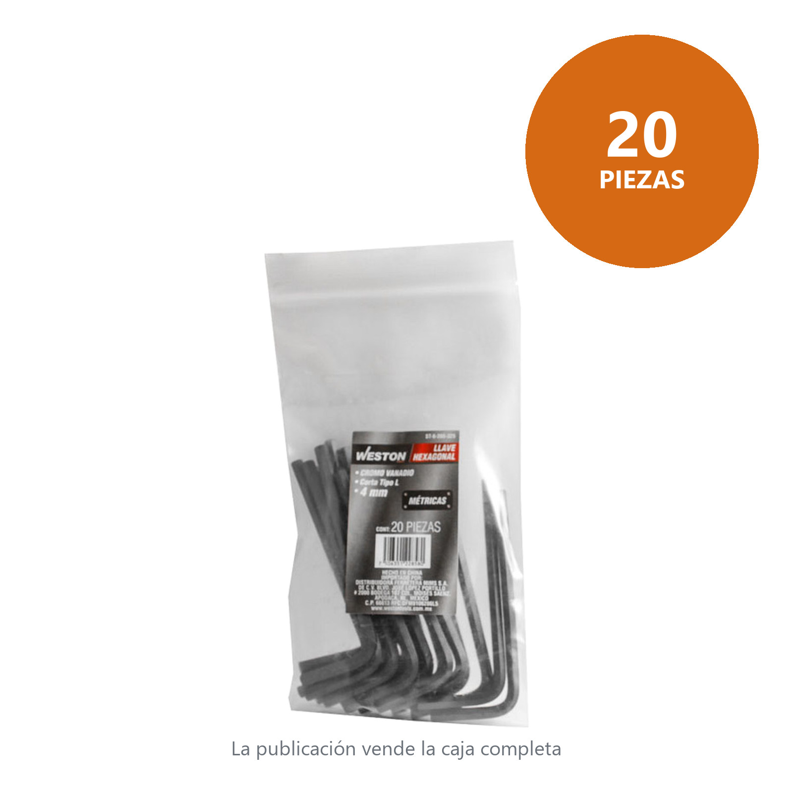 LLAVE HEXAGONAL L CORTA CrV  4MM  (PRECIO X PZA - EMPAQUE C/20 PZAS) - Imagen 3