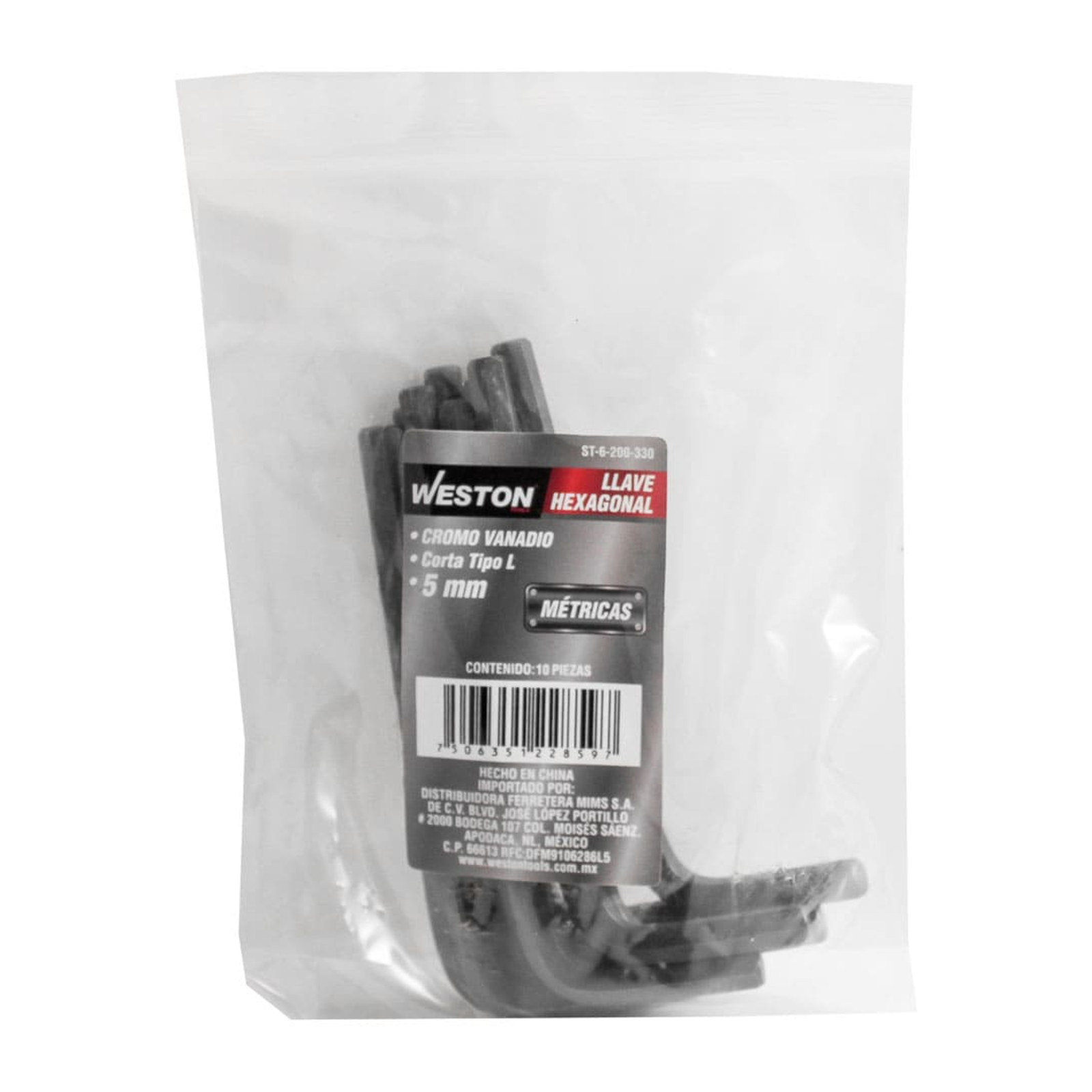 LLAVE HEXAGONAL L CORTA CrV  5MM  (PRECIO X PZA - EMPAQUE C/10 PZAS) - Imagen 2