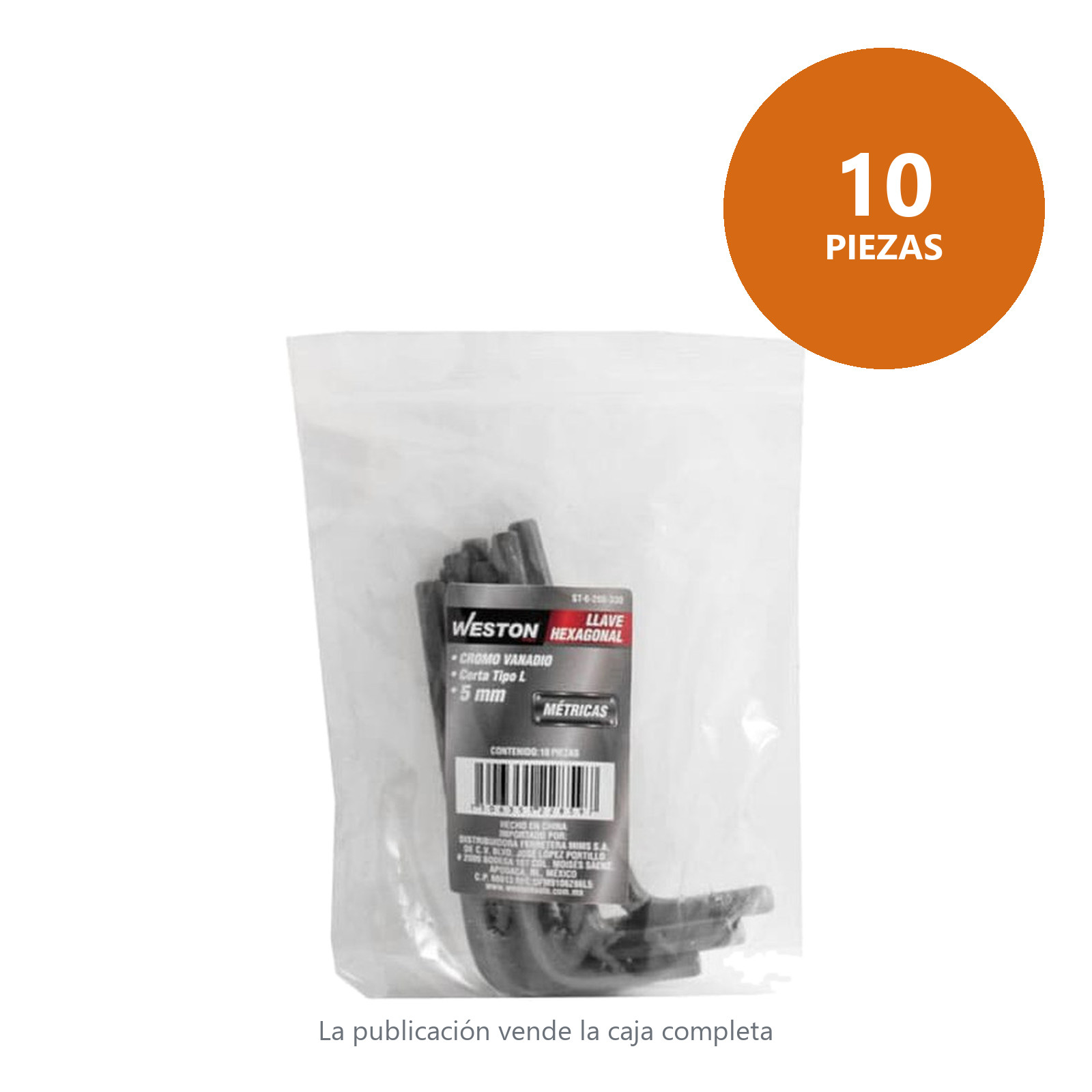 LLAVE HEXAGONAL L CORTA CrV  5MM  (PRECIO X PZA - EMPAQUE C/10 PZAS) - Imagen 3