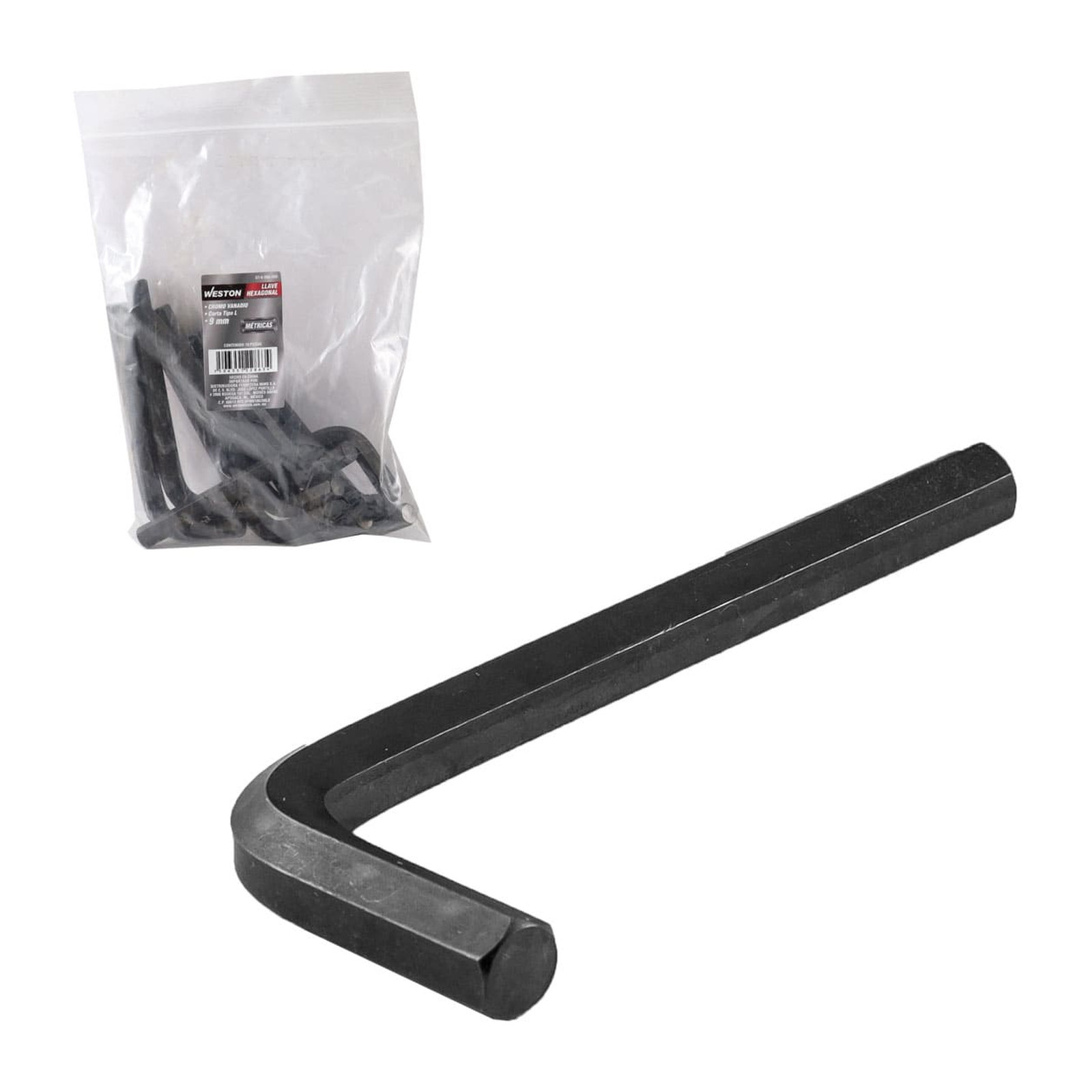 Llave Hexagonal L Corta Cromo Vanadio 9 mm Weston