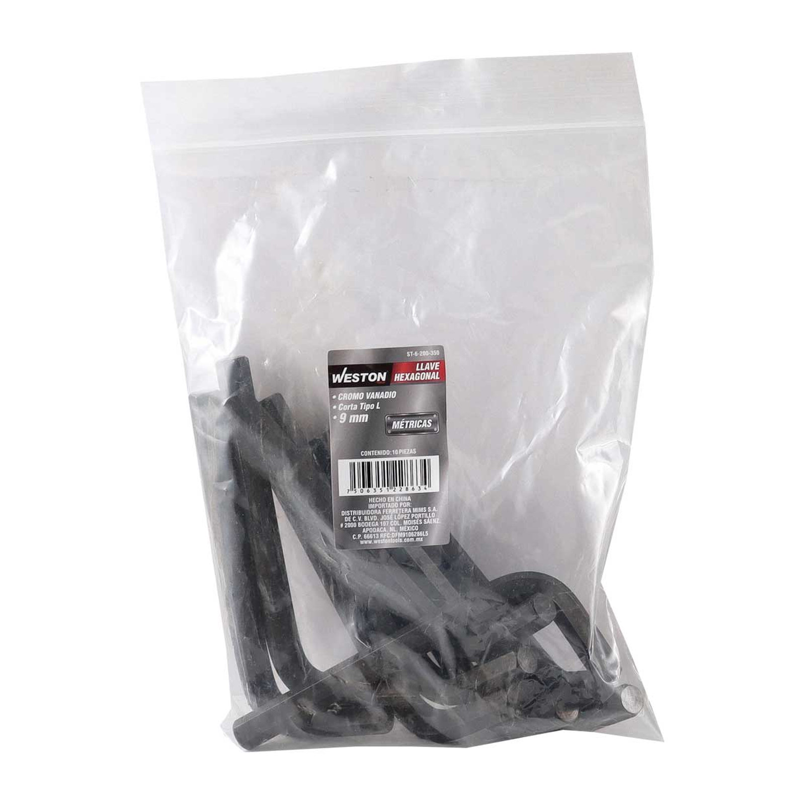 LLAVE HEXAGONAL L CORTA CrV  9MM  (PRECIO X PZA - EMPAQUE C/10 PZAS) - Imagen 2