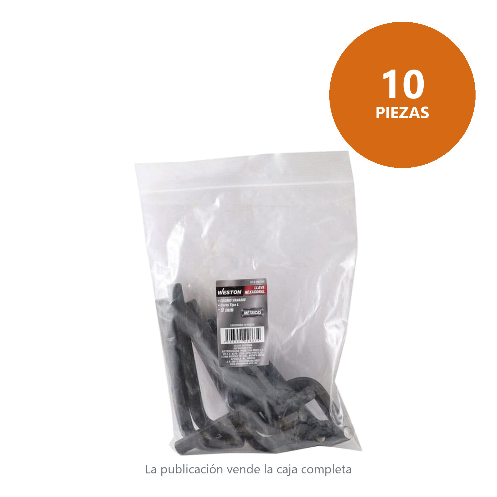 LLAVE HEXAGONAL L CORTA CrV  9MM  (PRECIO X PZA - EMPAQUE C/10 PZAS) - Imagen 3