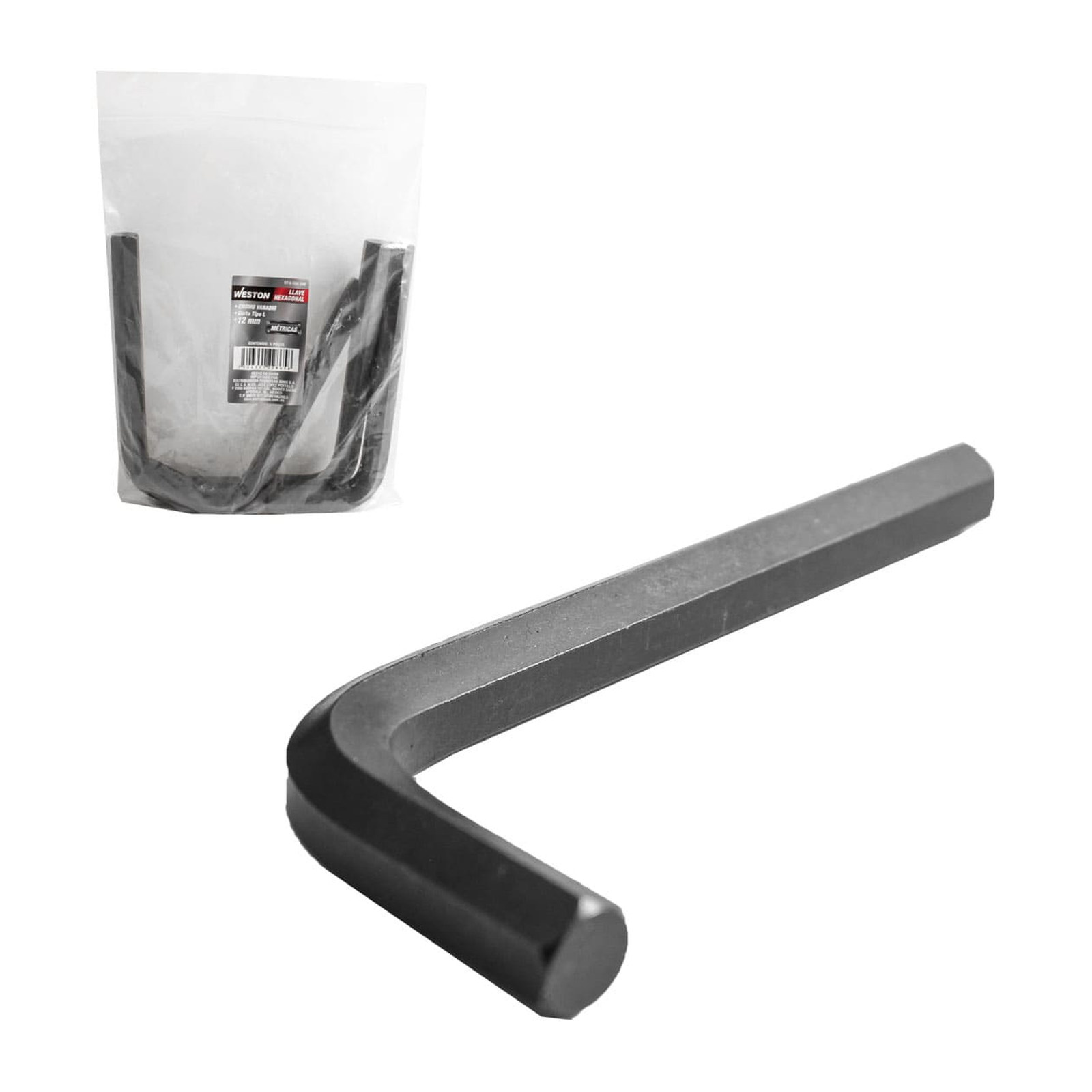 Llave Hexagonal Tipo L Corta 12 mm Acero CrV Weston