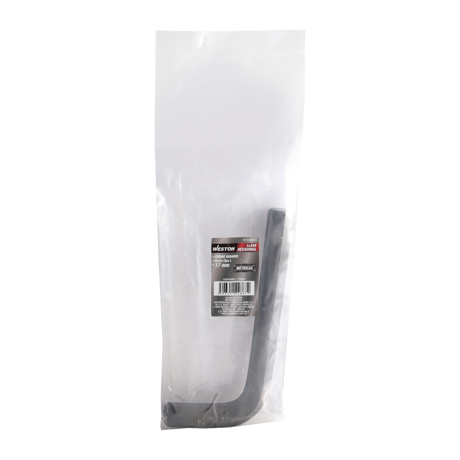 LLAVE HEXAGONAL L CORTA CrV  17MM  (PRECIO X PZA - EMPAQUE C/5 PZAS) - Imagen 2
