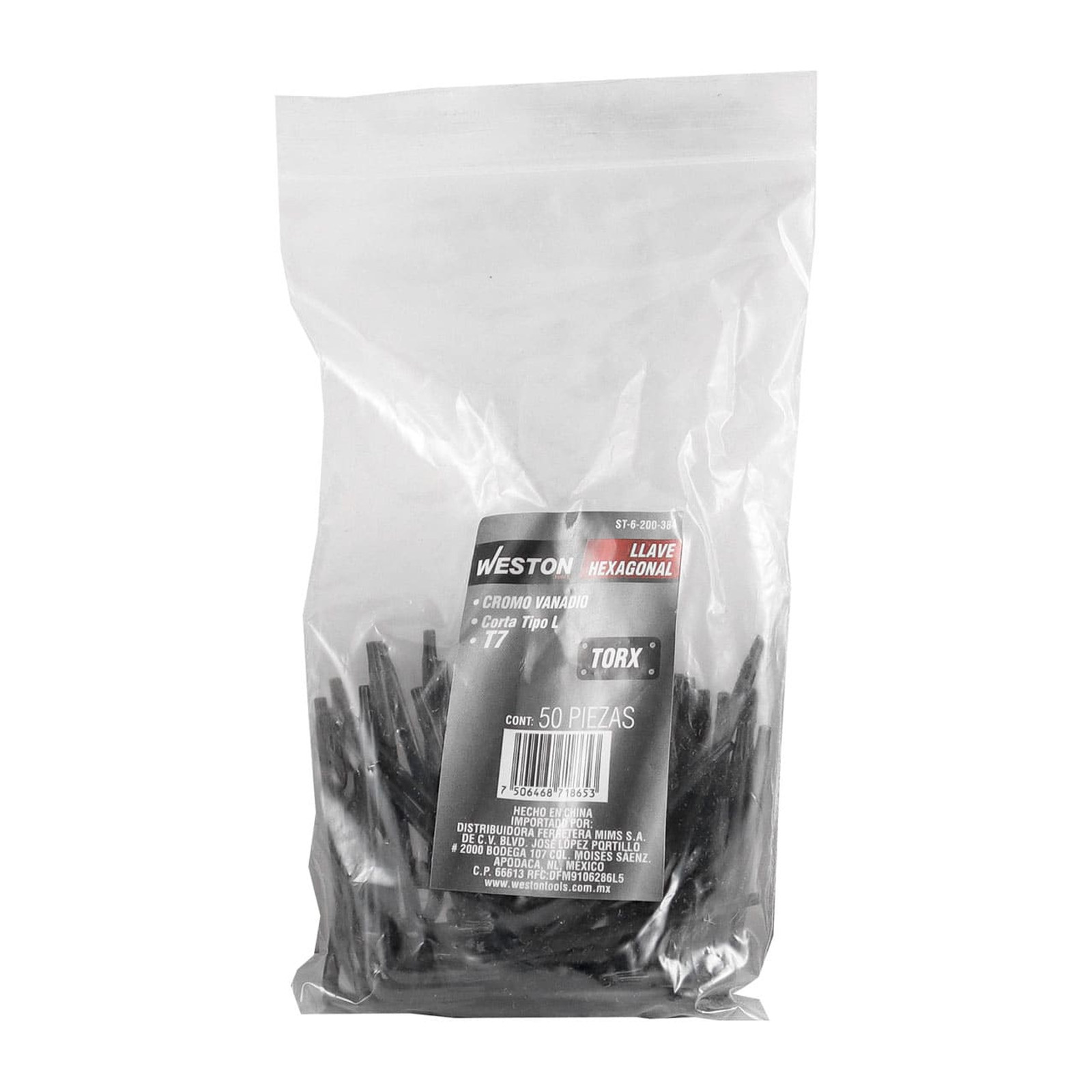 LLAVE HEX, L PUNTAS TORX CORTA CrV  T7  (PRECIO X PZA - EMPAQUE C/50 PZAS) - Imagen 3