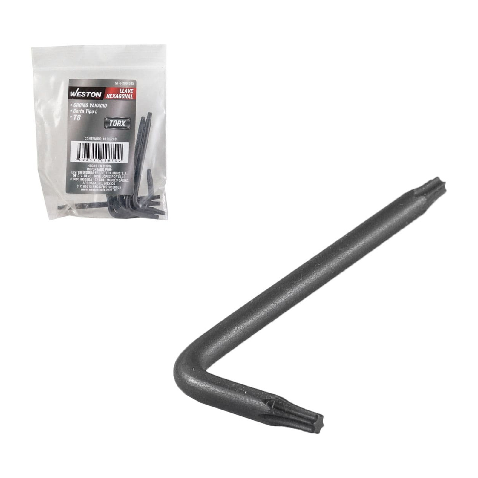Llave Hexagonal L Punta Torx Corta T8 CrV Weston