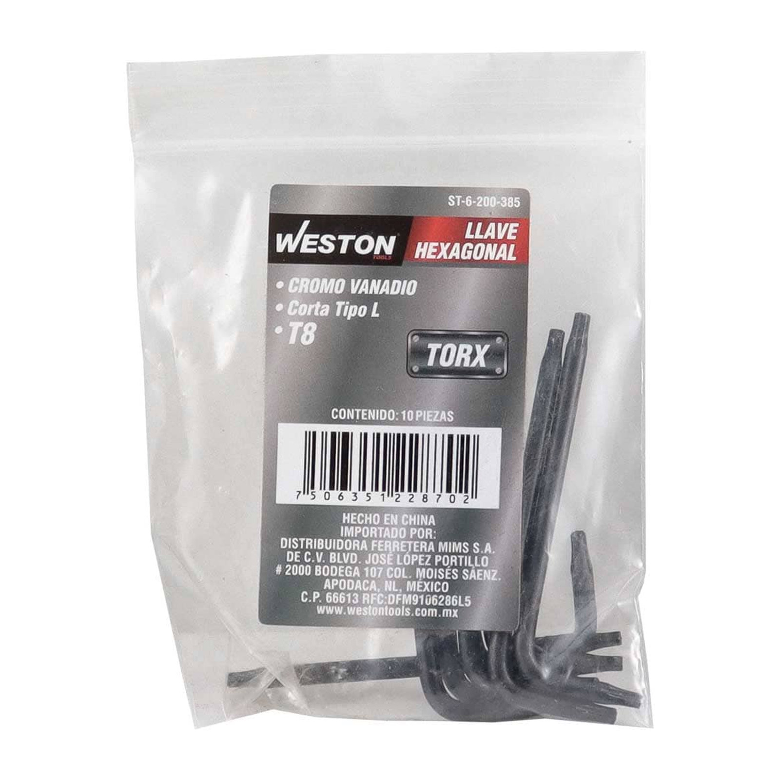LLAVE HEX, L PUNTAS TORX CORTA CrV  T8  (PRECIO X PZA - EMPAQUE C/10 PZAS) - Imagen 3