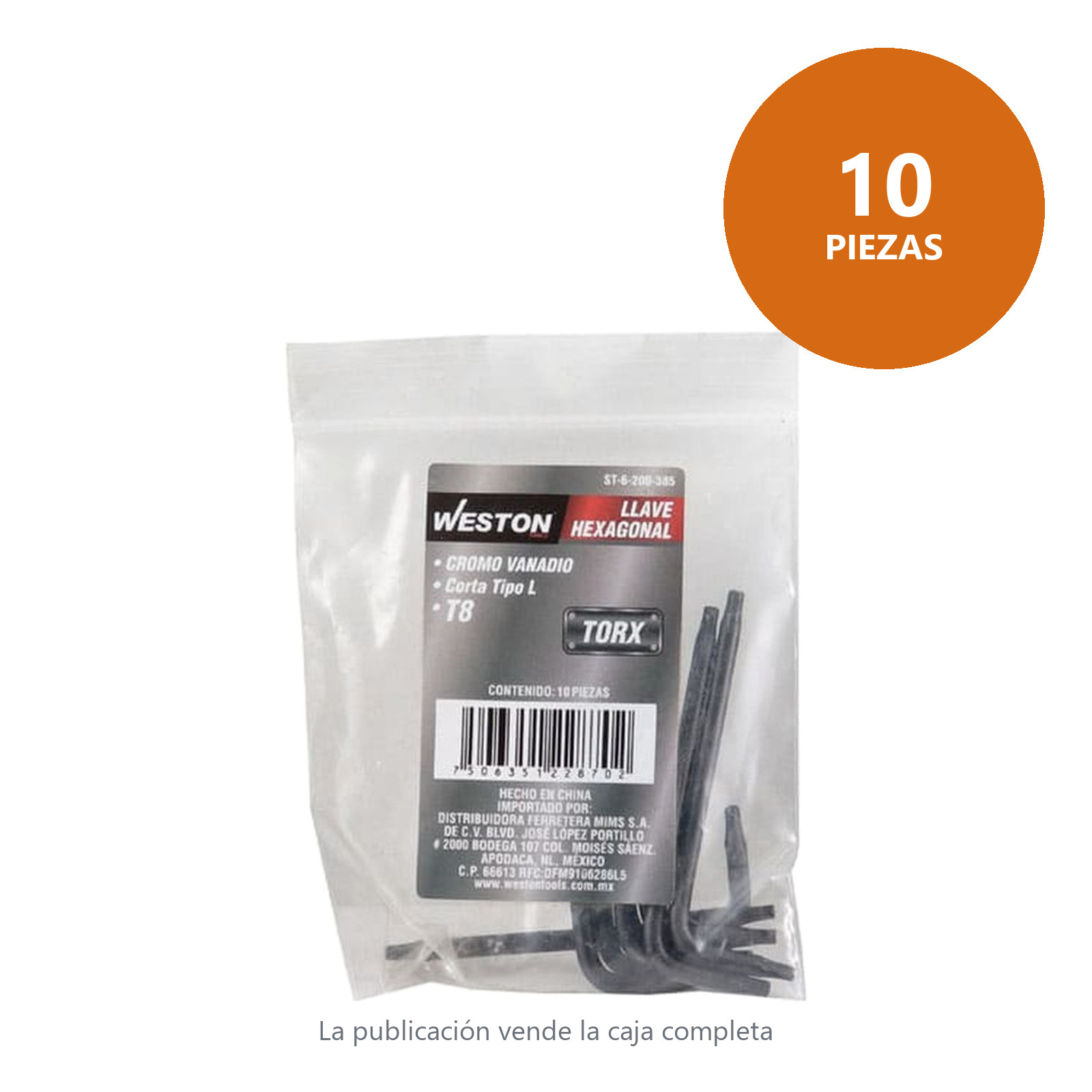 LLAVE HEX, L PUNTAS TORX CORTA CrV  T8  (PRECIO X PZA - EMPAQUE C/10 PZAS) - Imagen 4