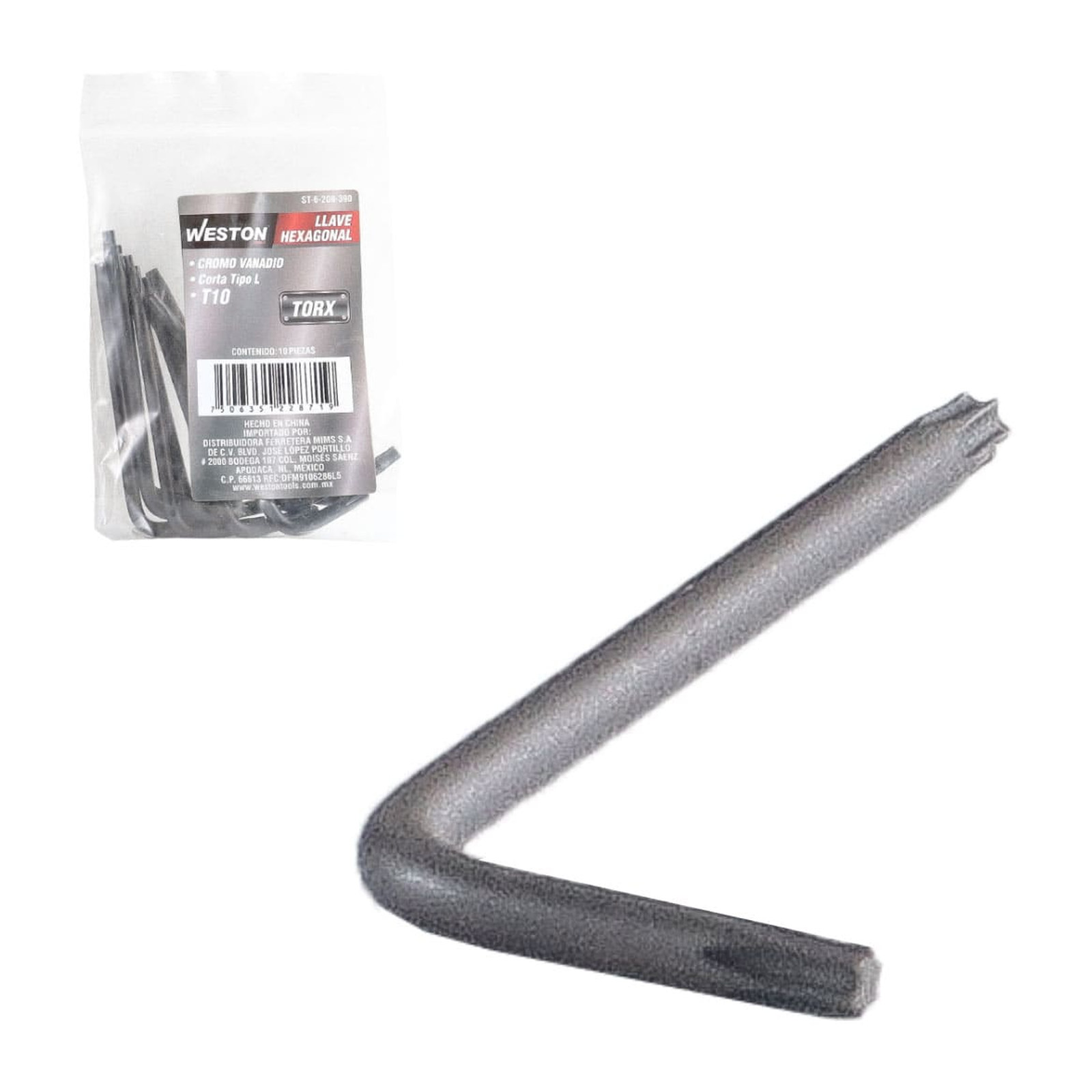 Weston Llave Hexagonal L Punta Torx Corta T10 CrV