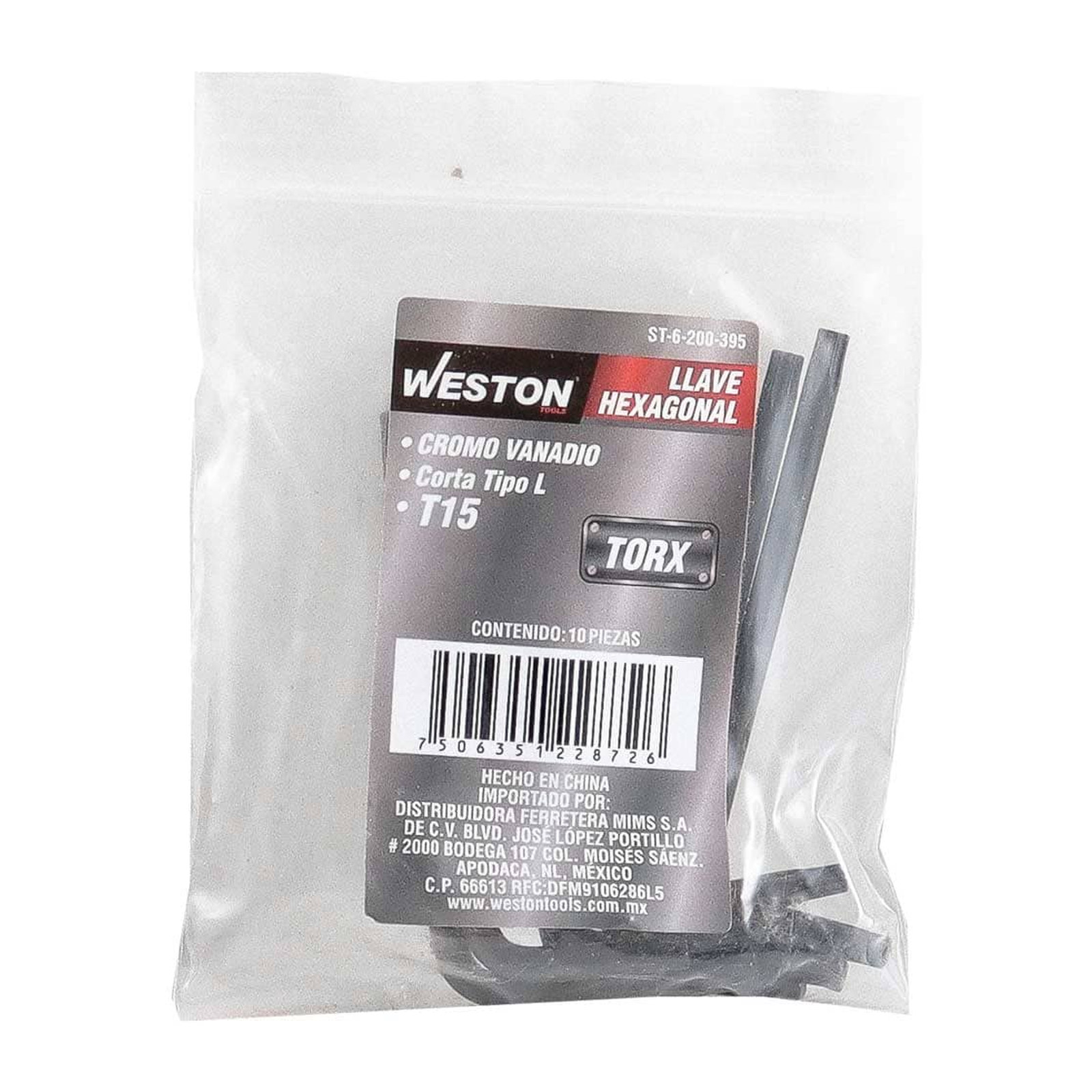 LLAVE HEX, L PUNTAS TORX CORTA CrV  T15  (PRECIO X PZA - EMPAQUE C/10 PZAS) - Imagen 3