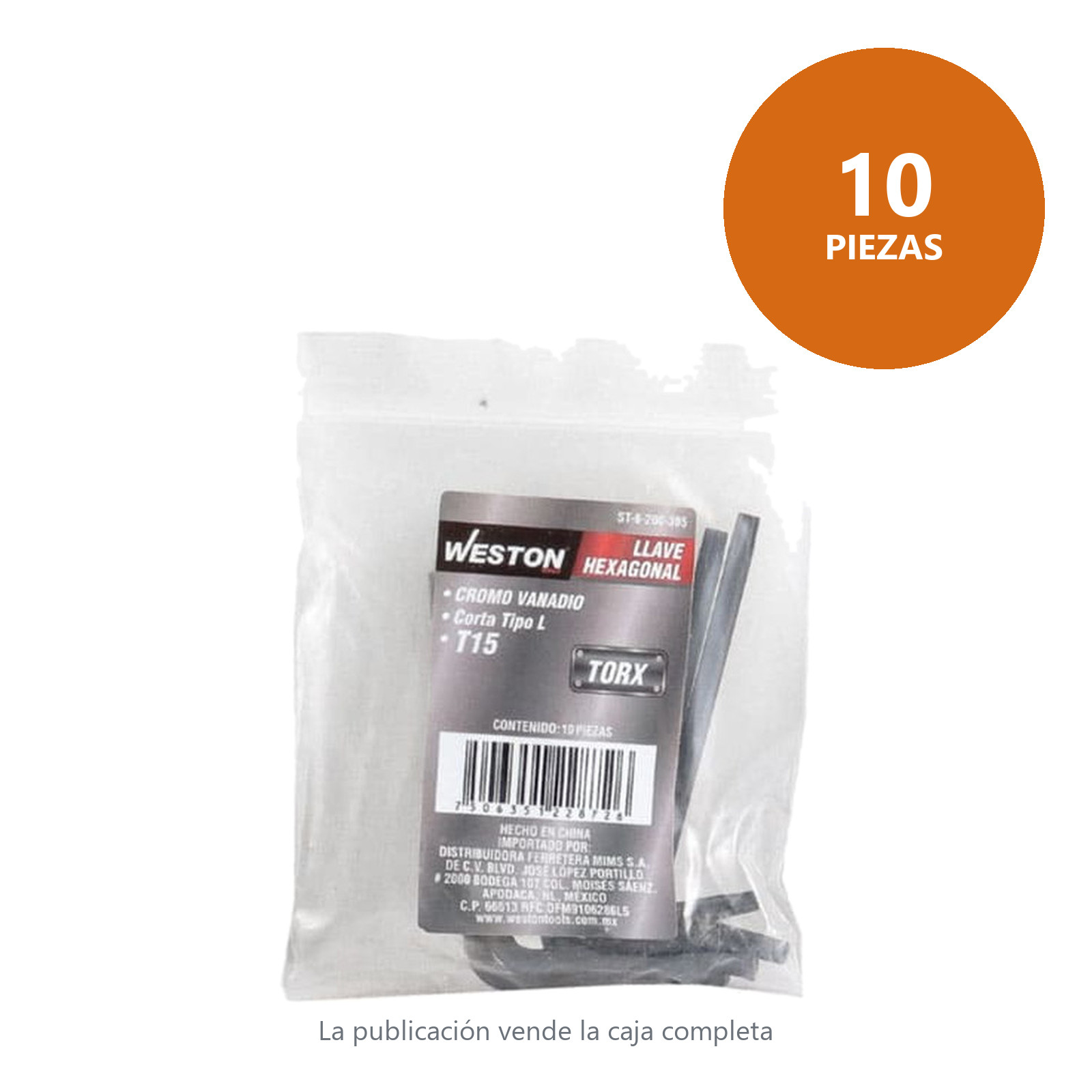 LLAVE HEX, L PUNTAS TORX CORTA CrV  T15  (PRECIO X PZA - EMPAQUE C/10 PZAS) - Imagen 4