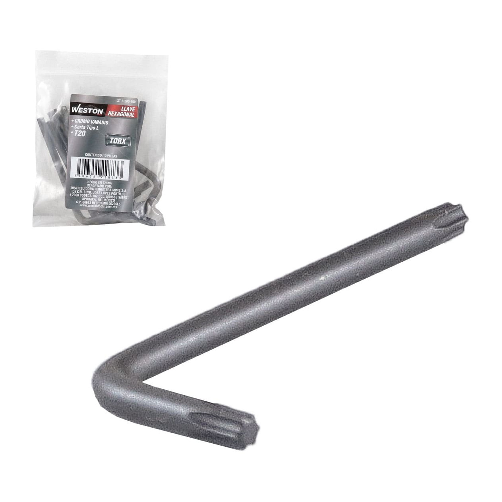 Llave Hexagonal L Punta Torx Corta T20 CrV Weston