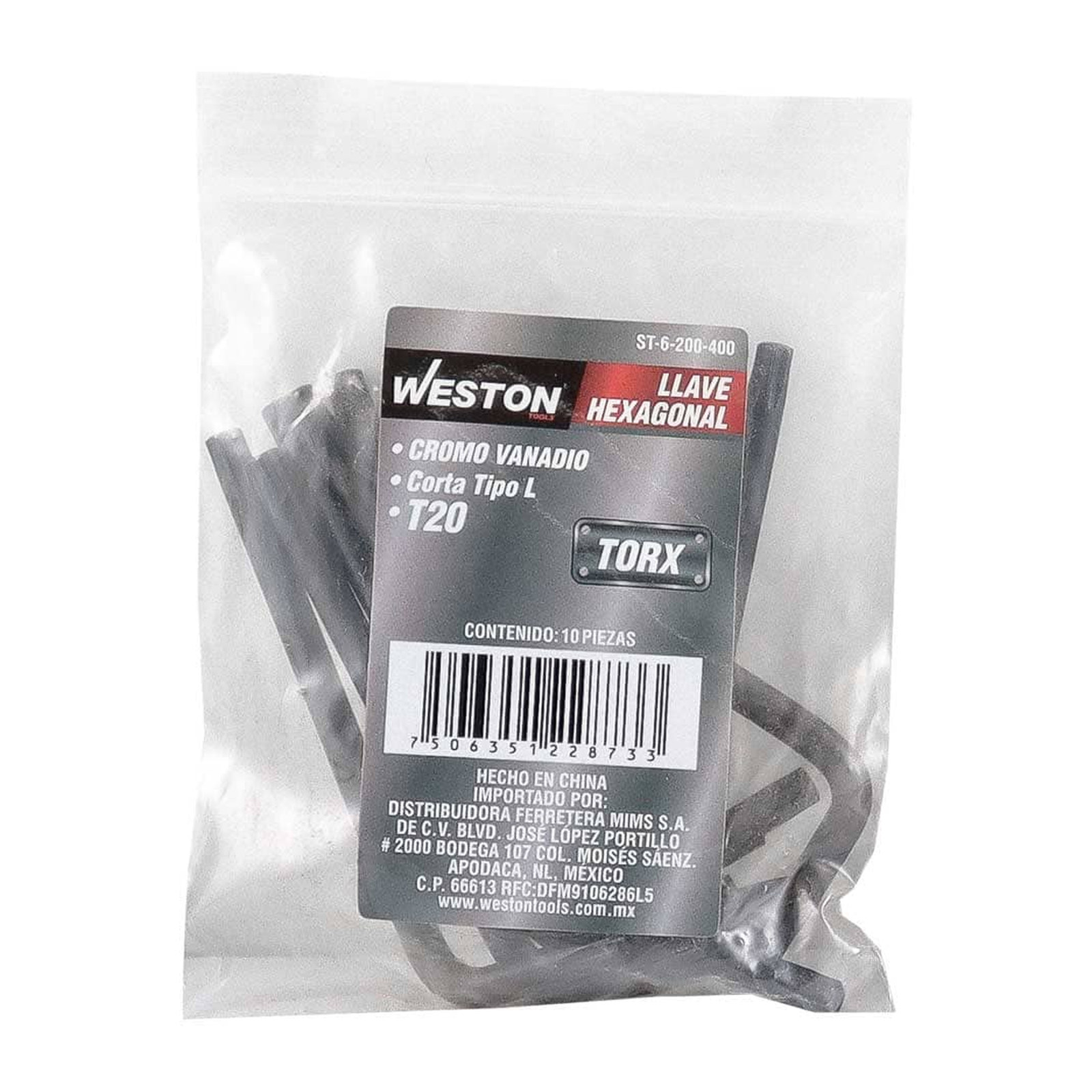 LLAVE HEX, L PUNTAS TORX CORTA CrV  T20  (PRECIO X PZA - EMPAQUE C/10 PZAS) - Imagen 3