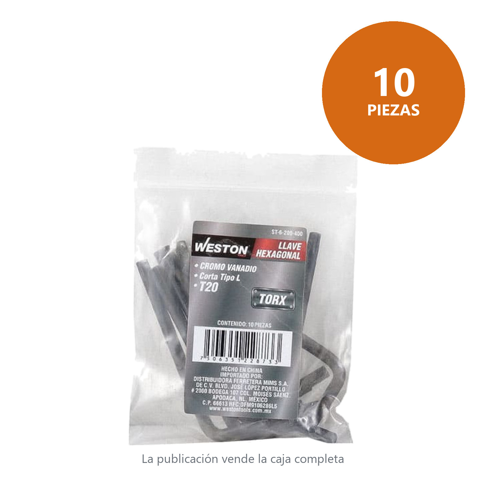LLAVE HEX, L PUNTAS TORX CORTA CrV  T20  (PRECIO X PZA - EMPAQUE C/10 PZAS) - Imagen 4