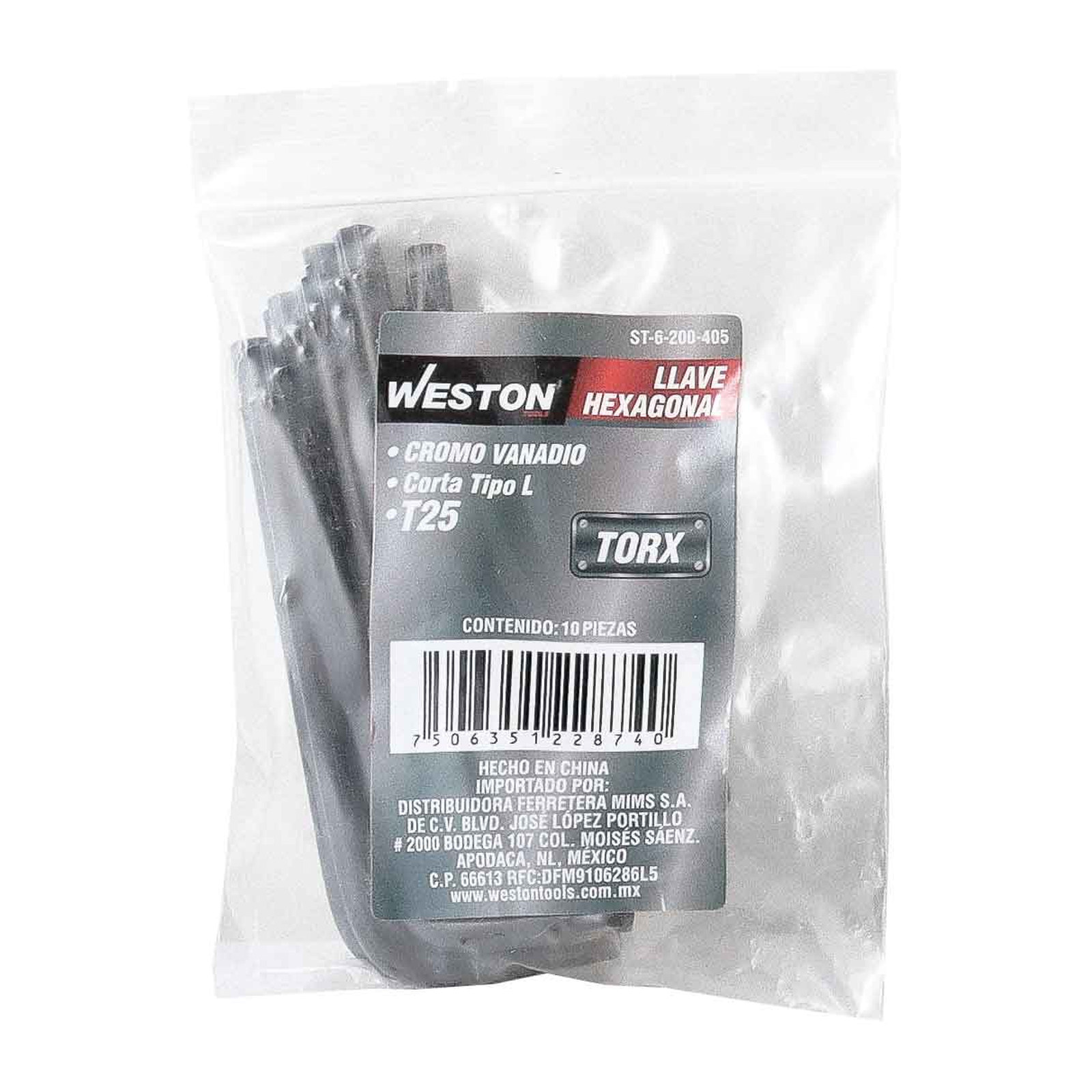 LLAVE HEX, L PUNTAS TORX CORTA CrV  T25  (PRECIO X PZA - EMPAQUE C/10 PZAS) - Imagen 3