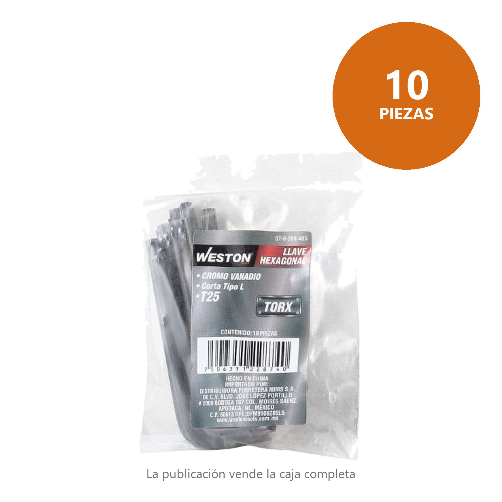 LLAVE HEX, L PUNTAS TORX CORTA CrV  T25  (PRECIO X PZA - EMPAQUE C/10 PZAS) - Imagen 4