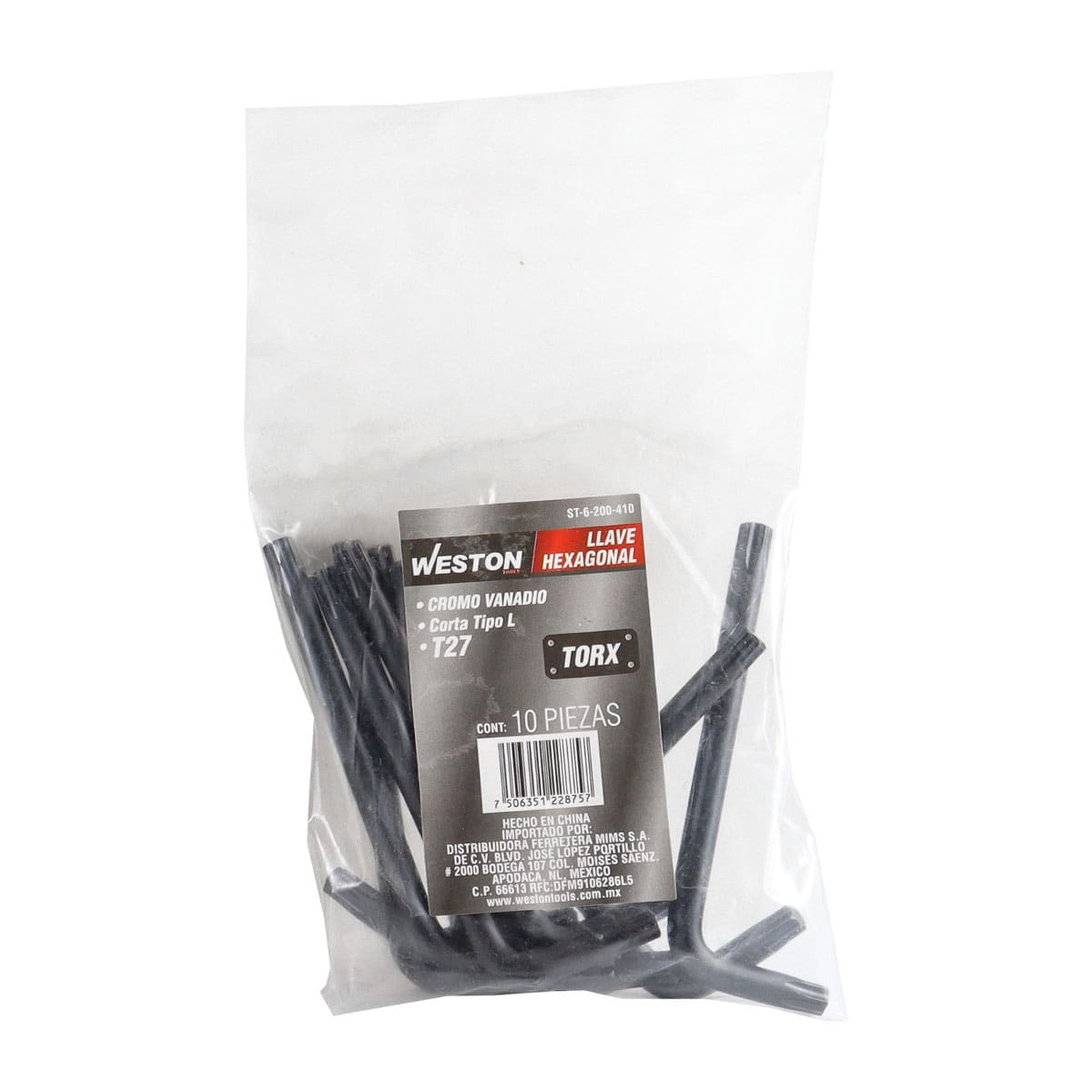 LLAVE HEX, L PUNTAS TORX CORTA CrV  T27  (PRECIO X PZA - EMPAQUE C/10 PZAS) - Imagen 3