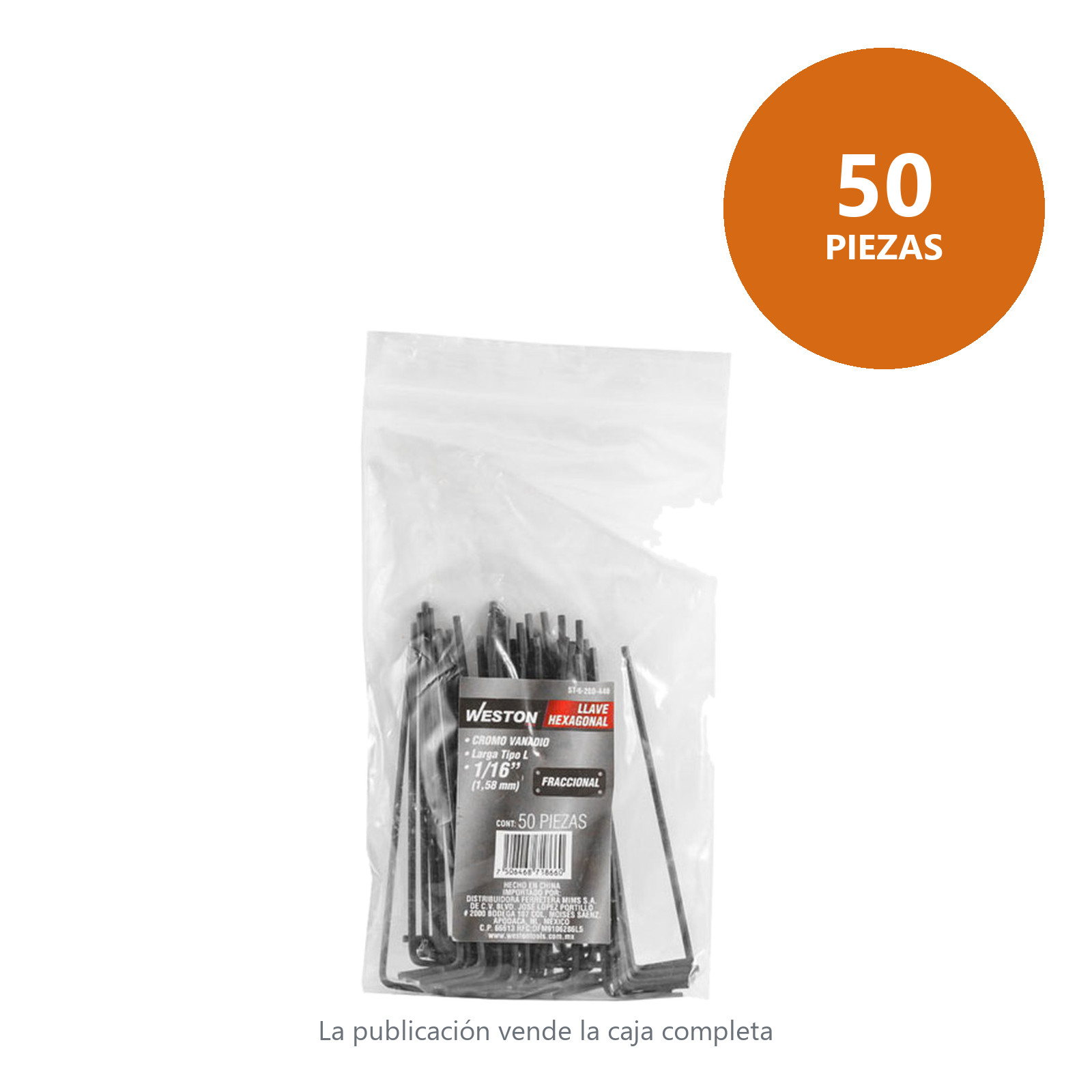LLAVE HEX, L LARGA 1/16" (PRECIO X PZA - EMPAQUE C/50 PZAS) - Imagen 3