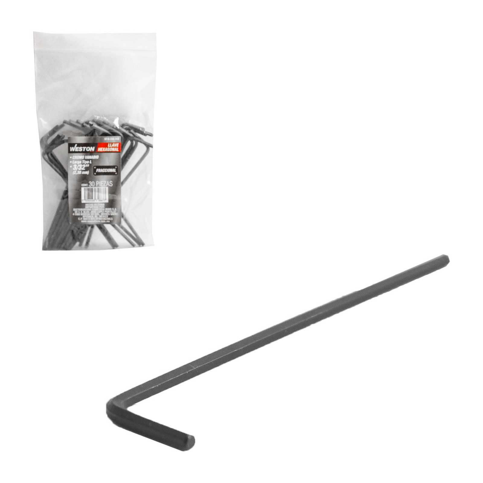 Llave Hexagonal L Larga 3/32" Weston