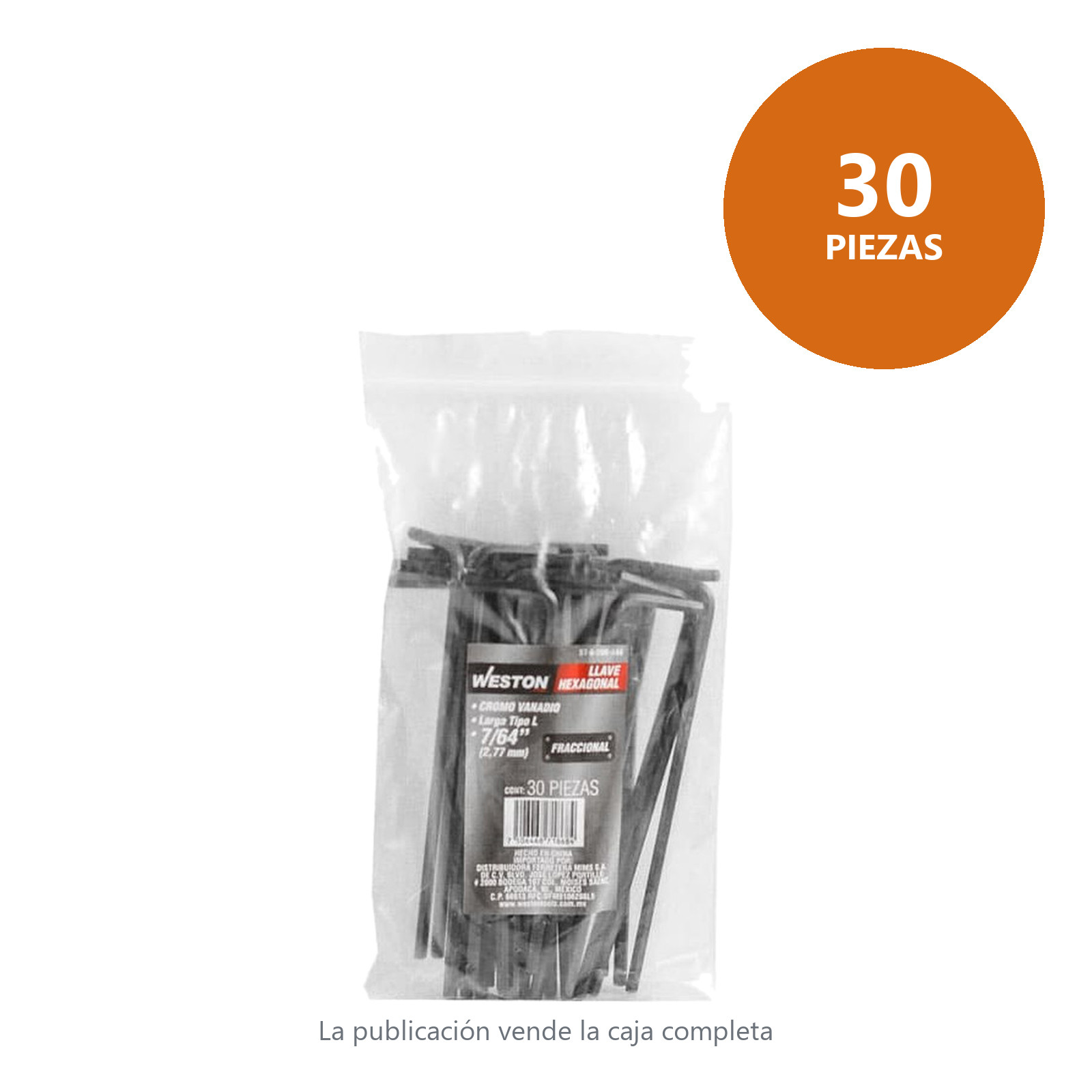 LLAVE HEX, L LARGA 7/64" (PRECIO X PZA - EMPAQUE C/30 PZAS) - Imagen 3